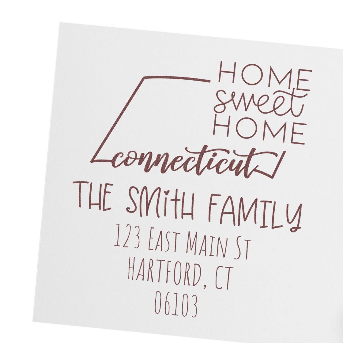 Wood Handle Connecticut Home Sweet Home Custom New Home Address Stamp