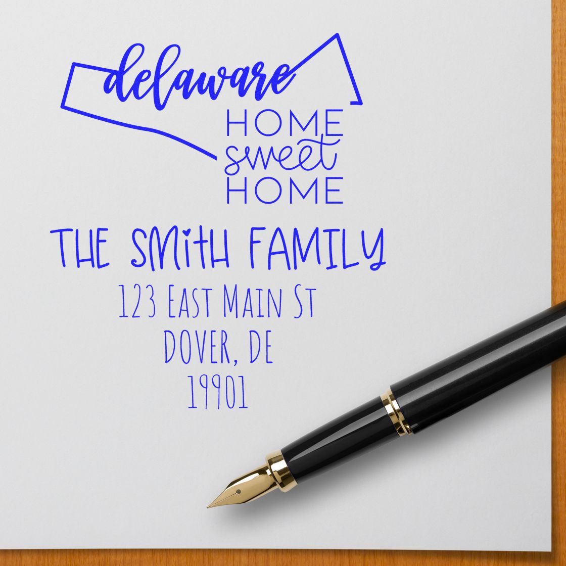 PSI Pre-Inked Delaware Home Sweet Home Custom Home Address for Envelopes Rubber Stamp