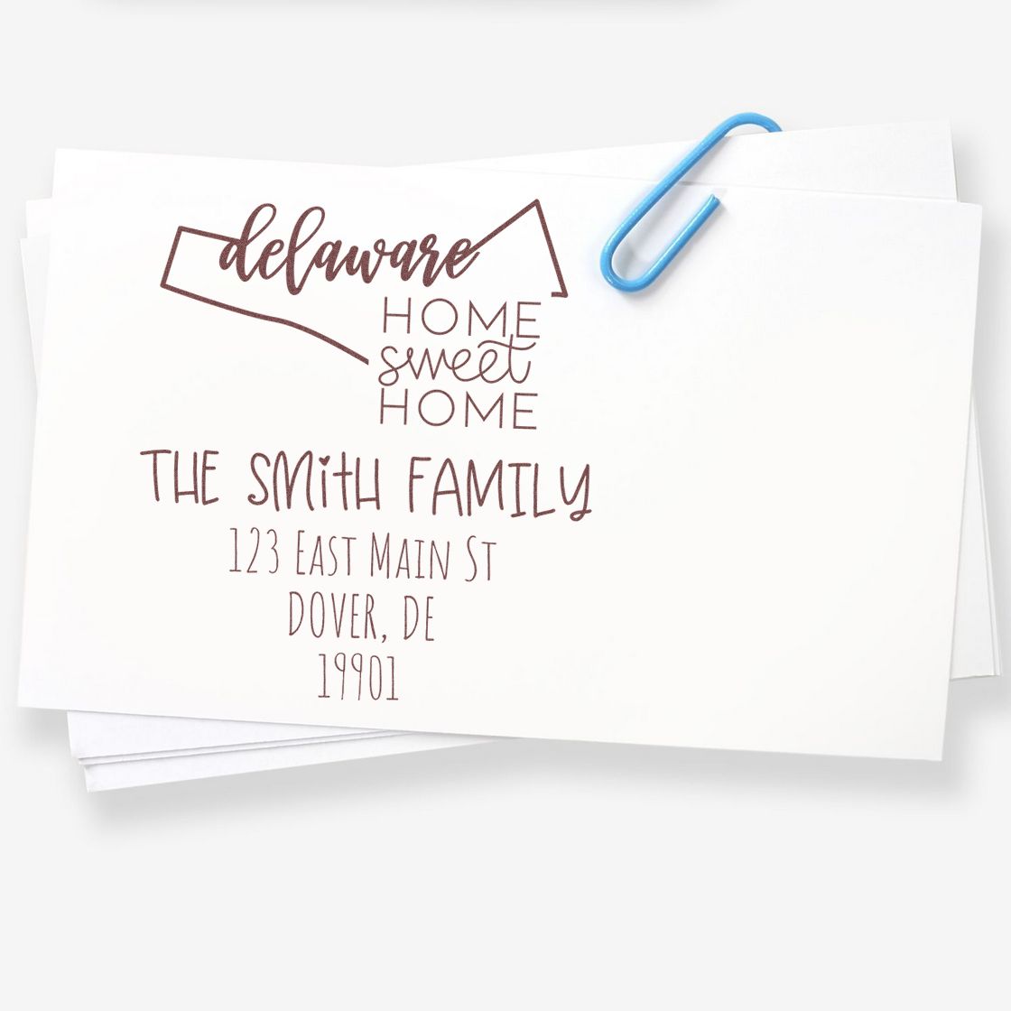 Wood Handle Delaware Home Sweet Home Custom New Home Address Stamper