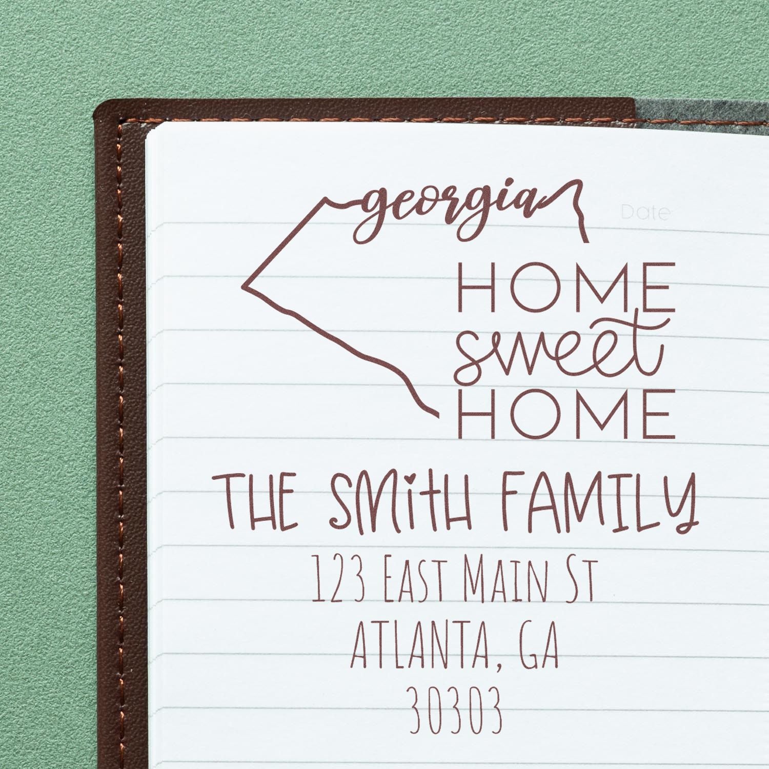 Wood Handle Georgia Home Sweet Home Custom Address Return Stamp