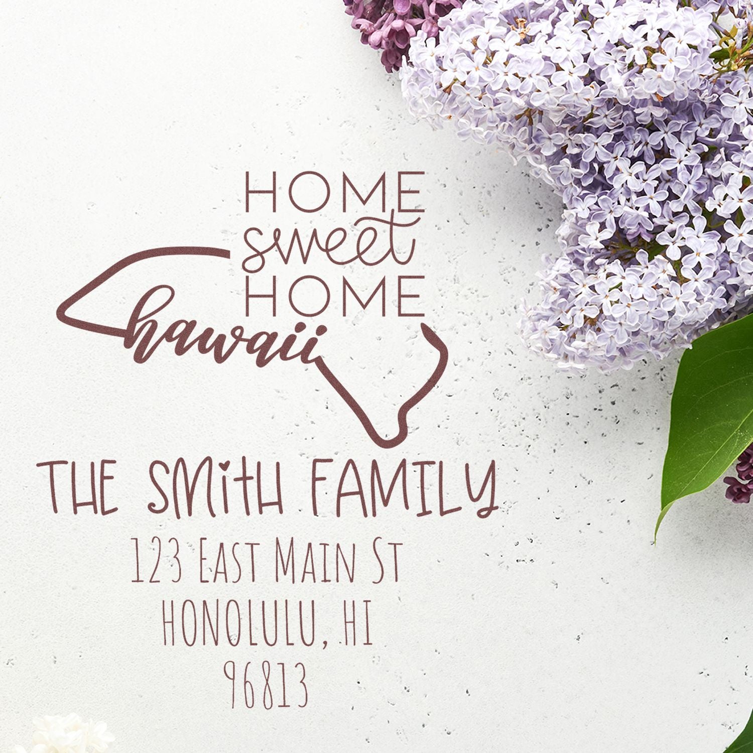 Slim Hawaii Home Sweet Home Customized Name and Address Stamper