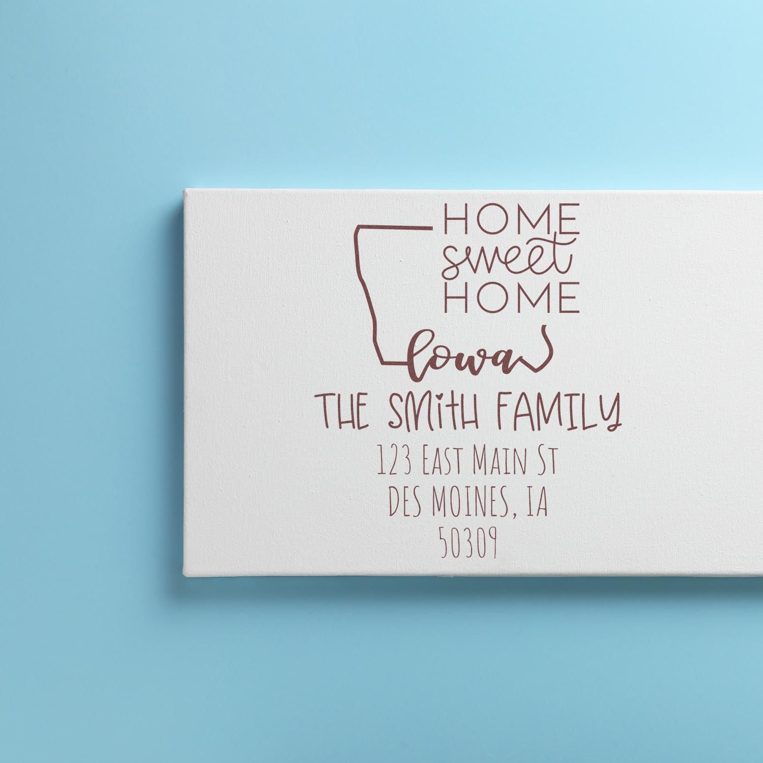 Wood Handle Iowa Home Sweet Home Custom Mailing Address Rubber Stamp