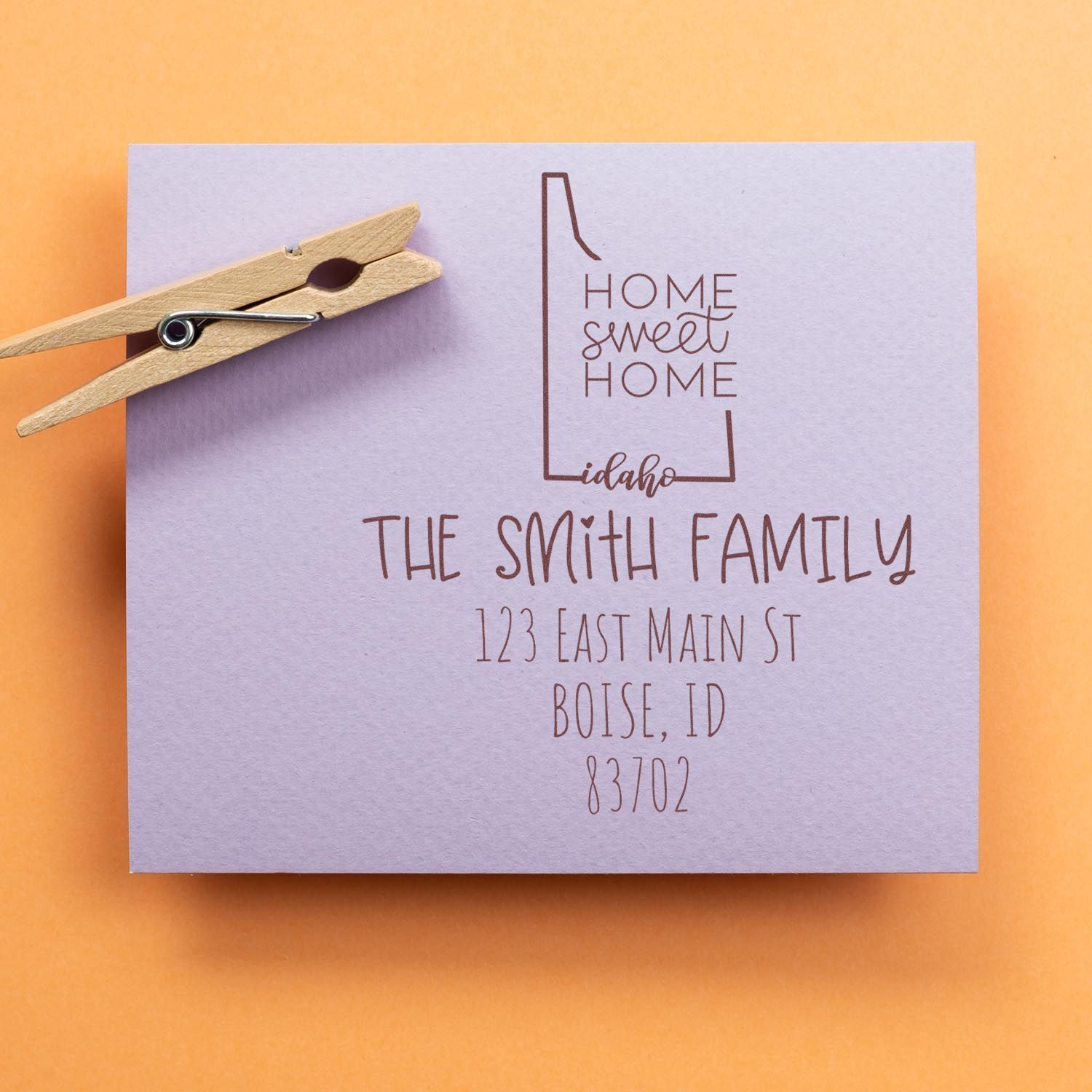 Wood Handle Idaho Home Sweet Home Custom Address Return Rubber Stamp