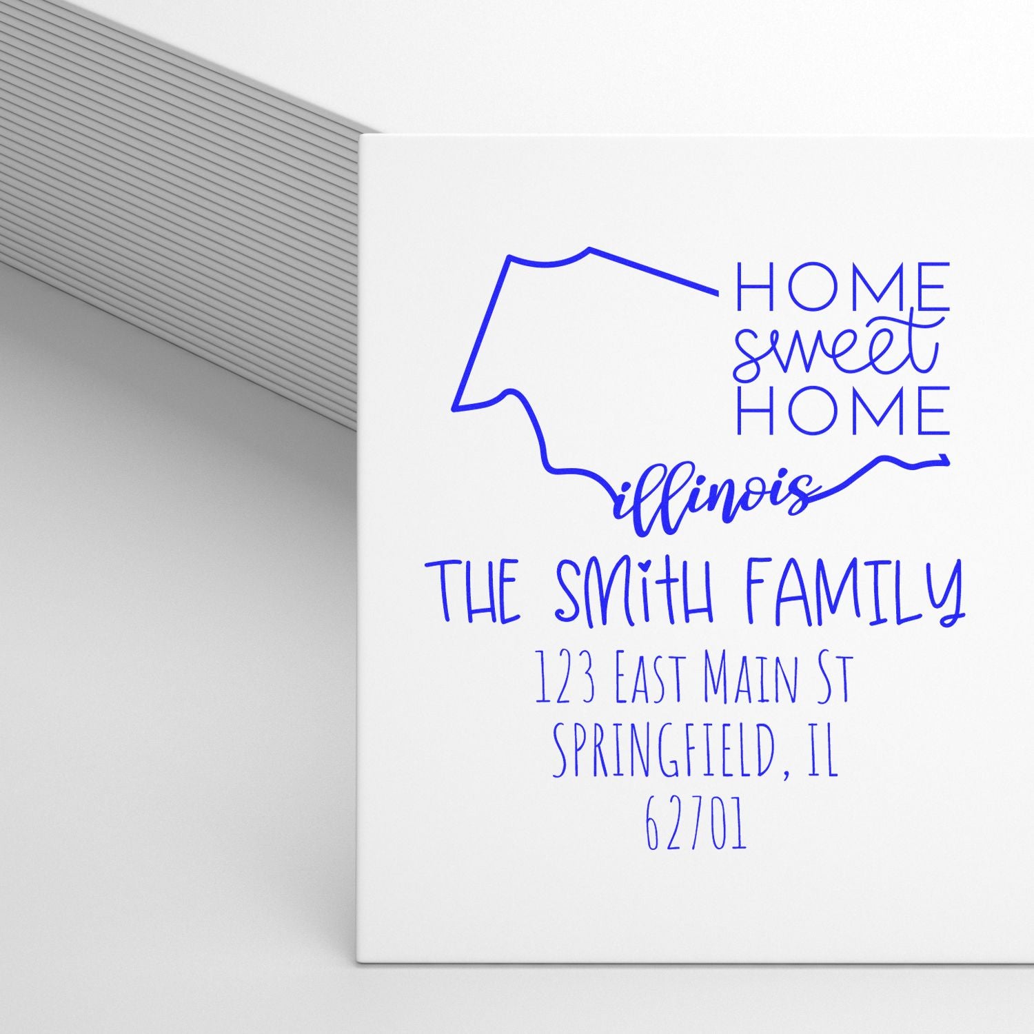 Wood Handle Illinois Home Sweet Home Custom Mailing Address Stamp