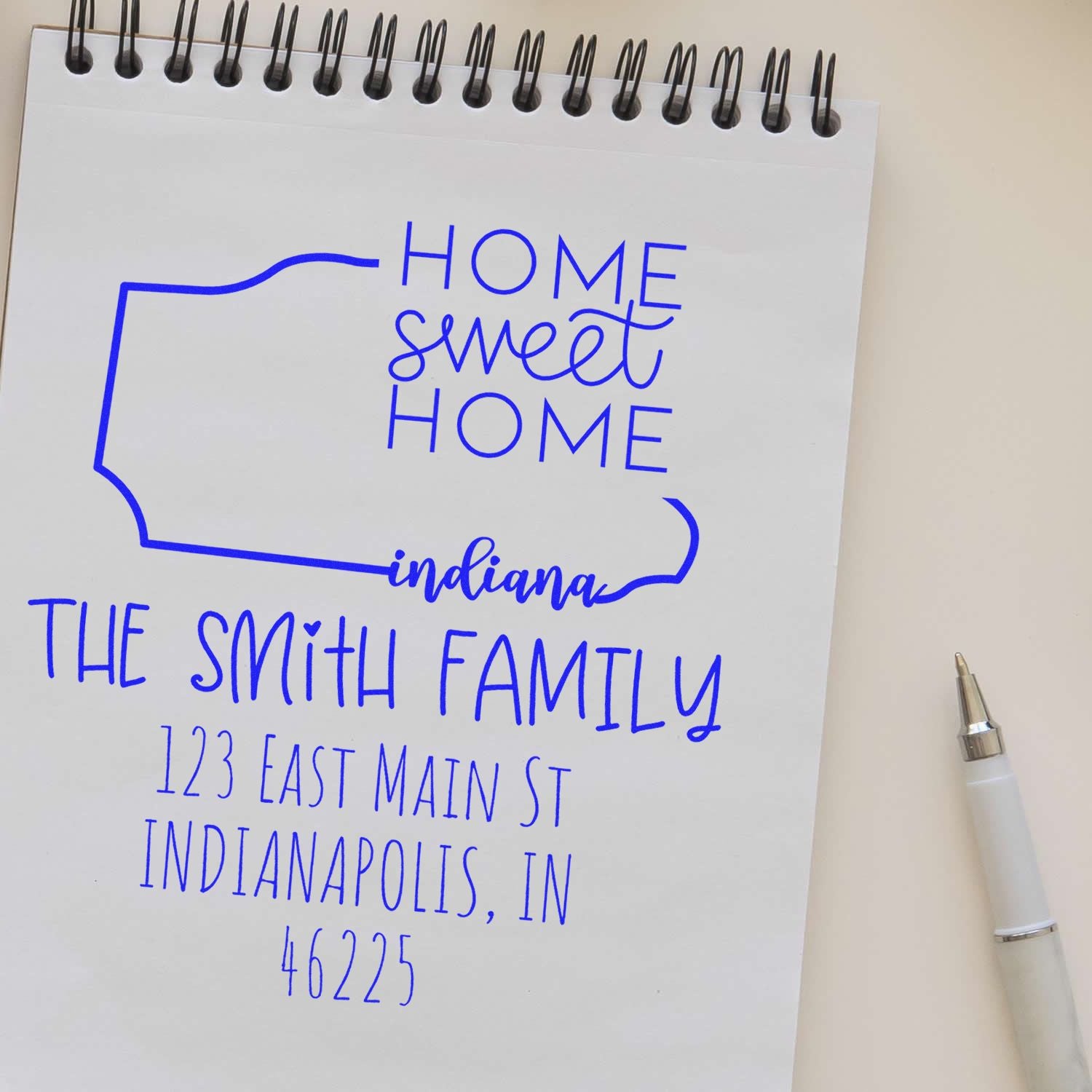 Slim Indiana Home Sweet Home Customized Mailing Stamper