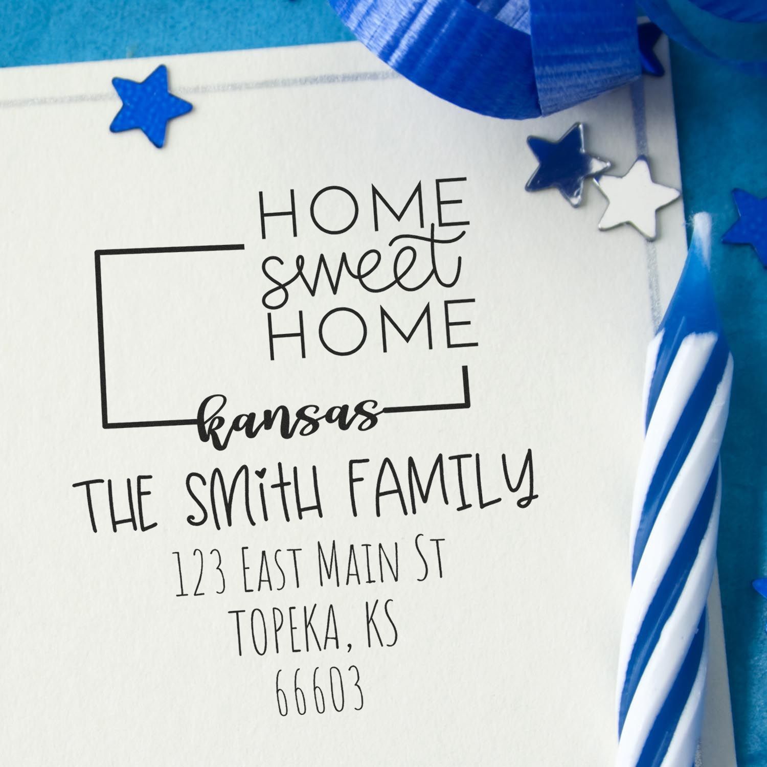 Slim Kansas Home Sweet Home Customized Mail Stamp