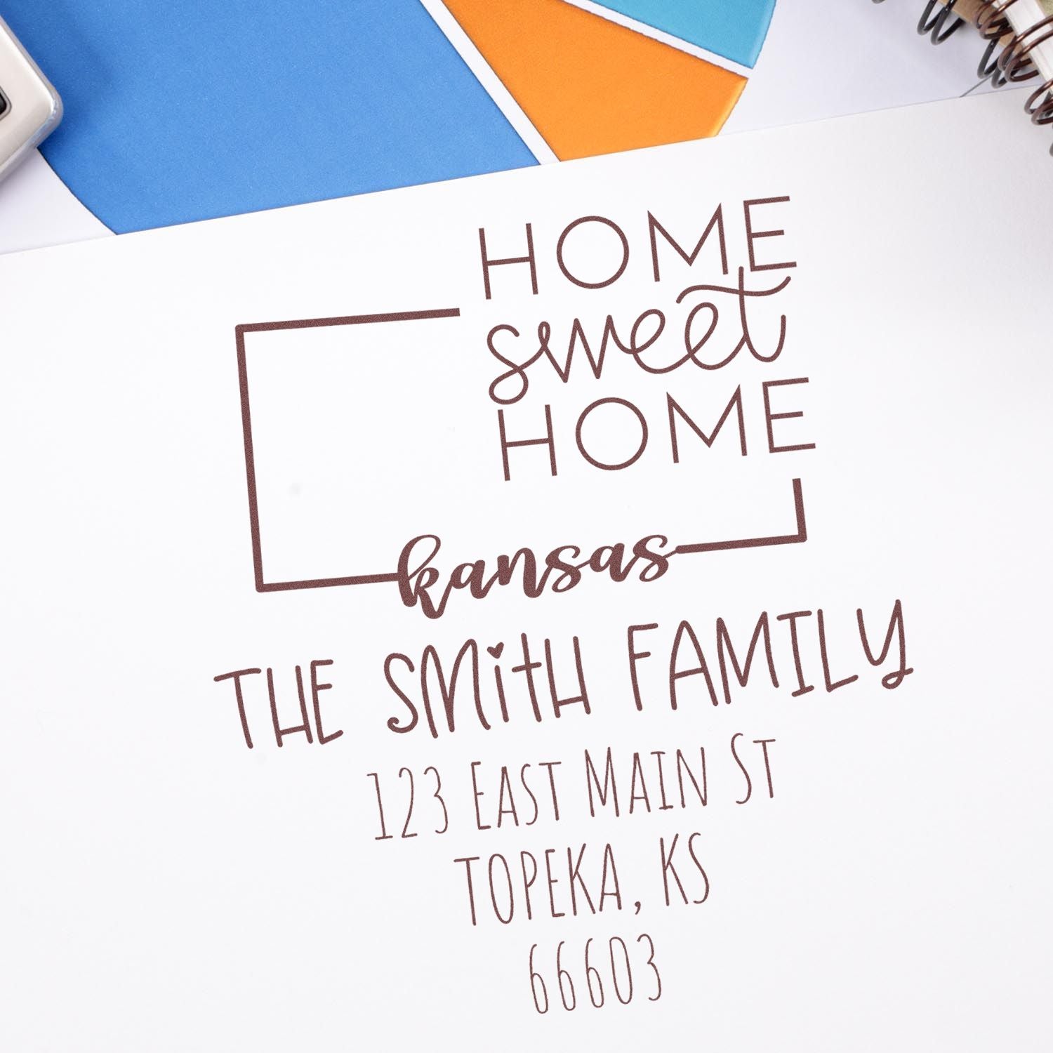 Self-Inking Kansas Home Sweet Home Custom Home Address for Envelopes Rubber Stamp