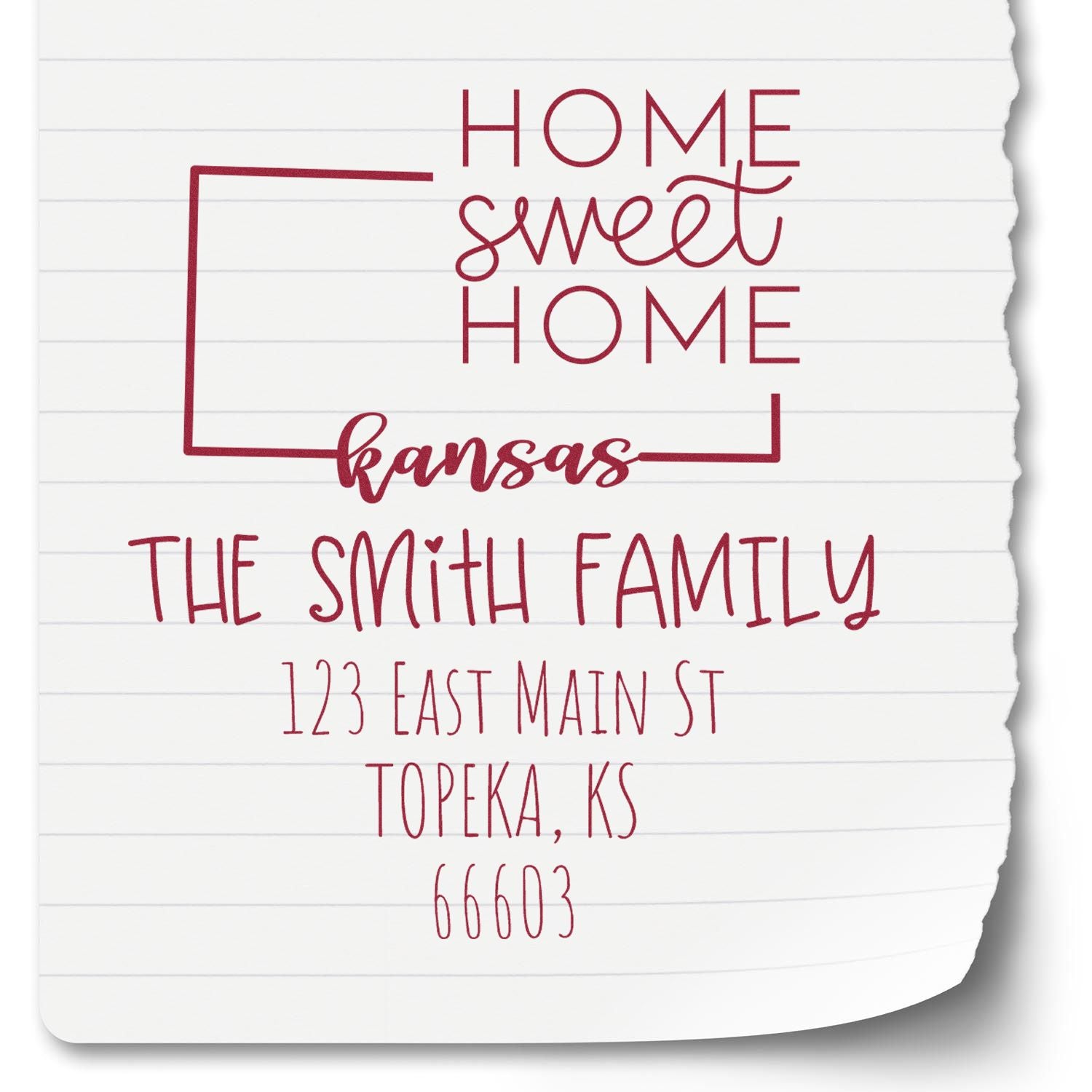 Wood Handle Kansas Home Sweet Home Custom Mail Address Stamp