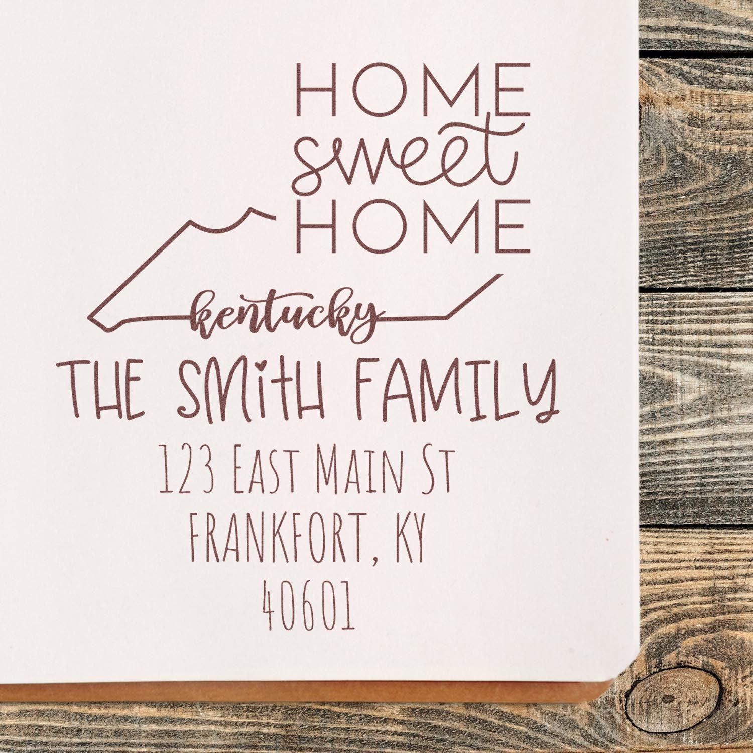 Wood Handle Kentucky Home Sweet Home Custom Mail Address Stamper