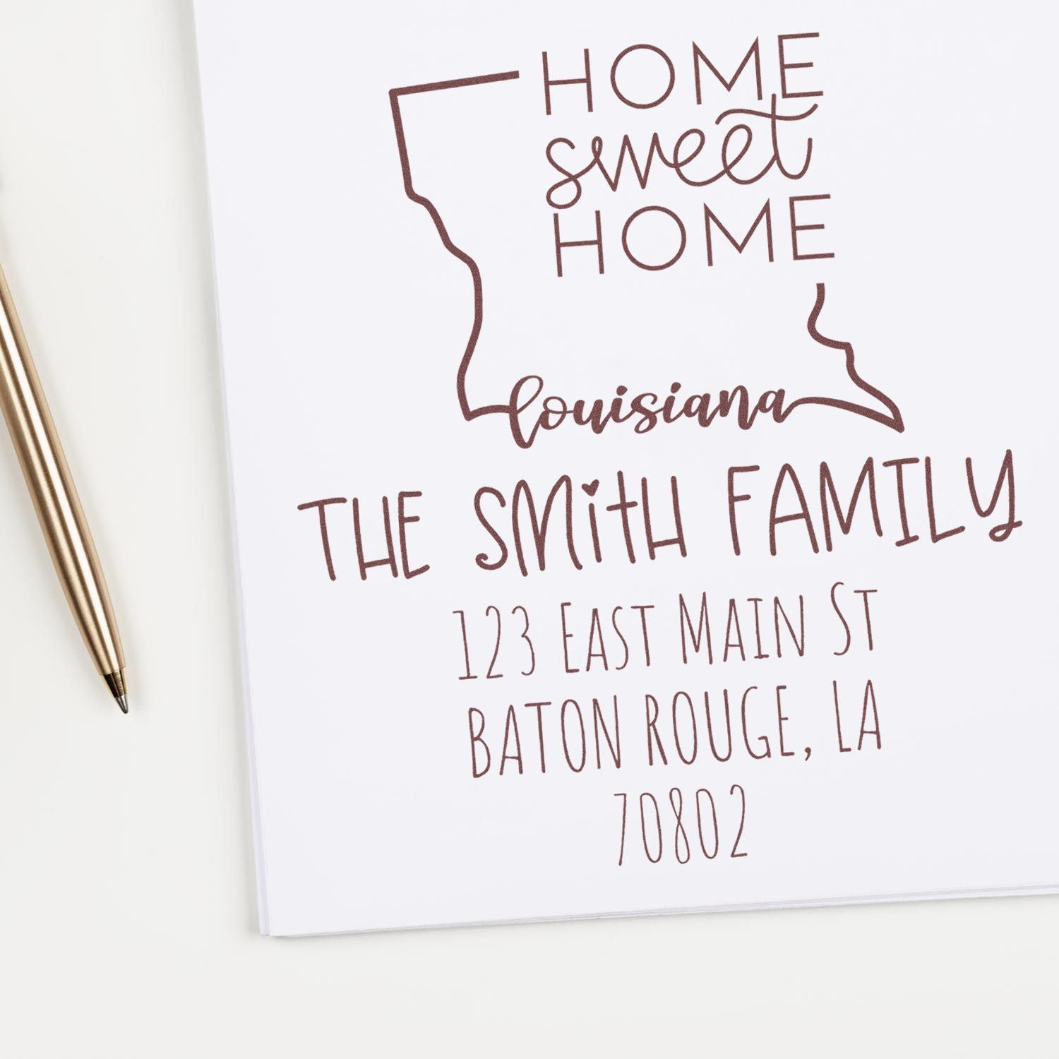 Slim Louisiana Home Sweet Home Customized Mail Pre-Inked Stamp