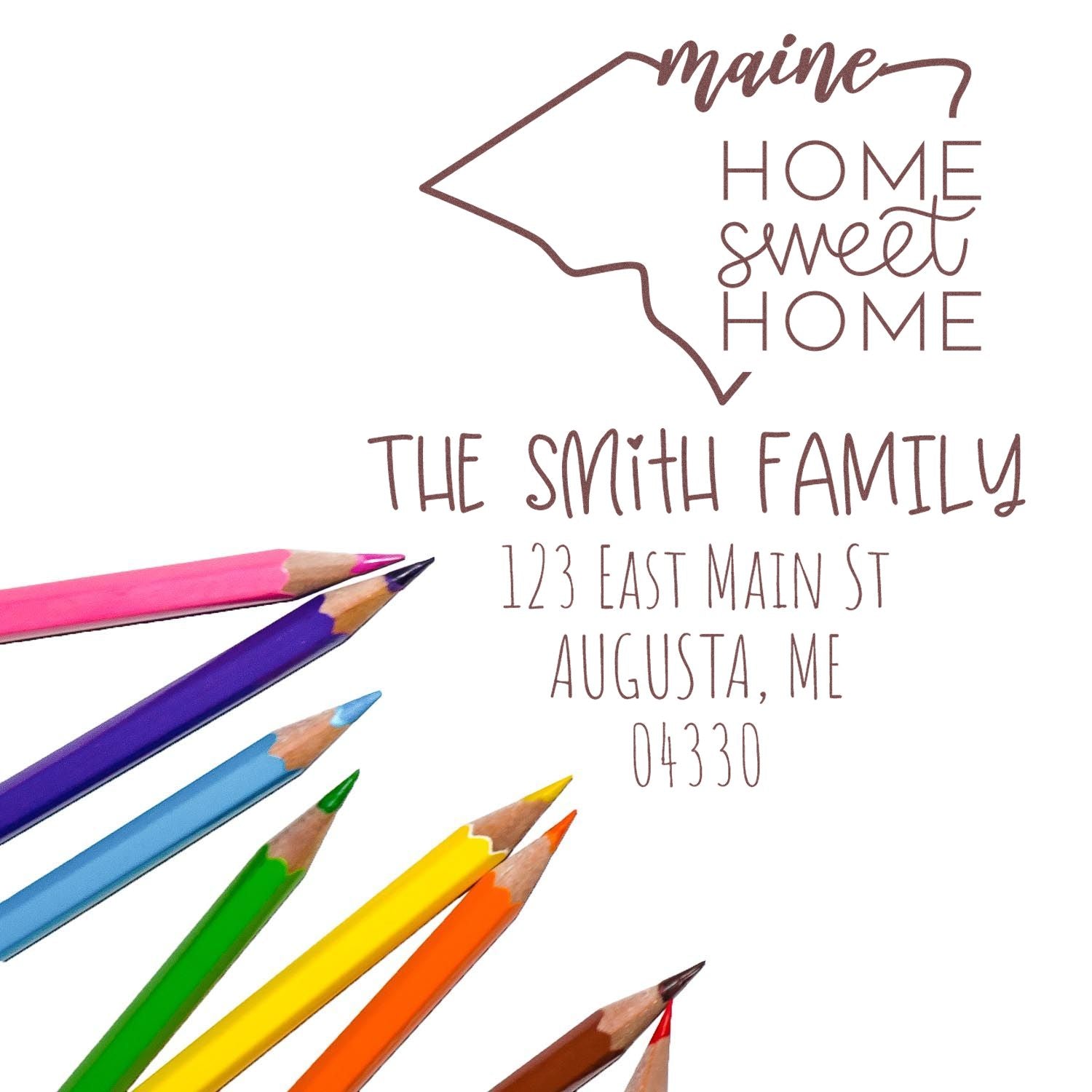 Self-Inking Maine Home Sweet Home Custom Address Label Rubber Stamp