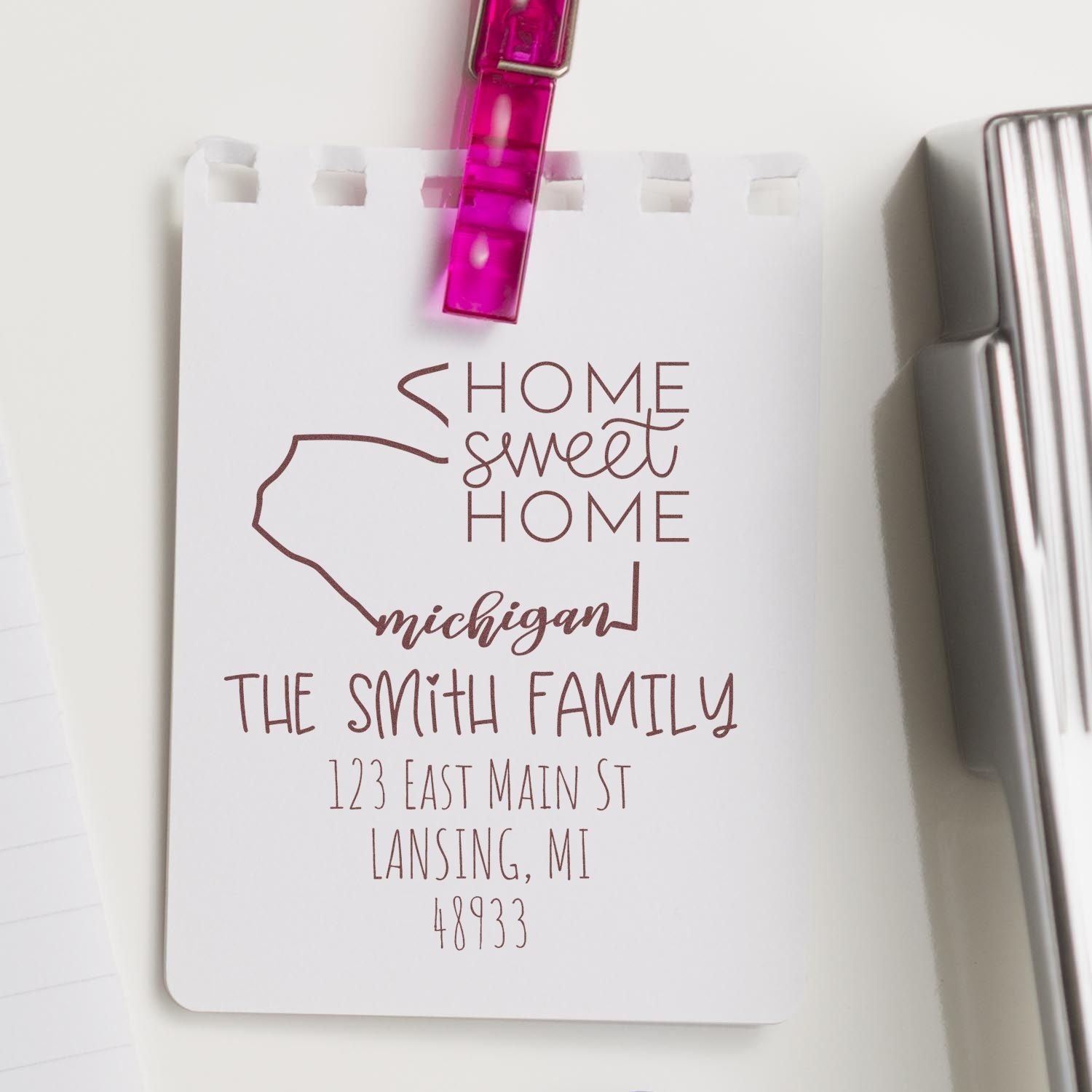 Self-Inking Michigan Home Sweet Home Customized Address Rubber Stamp