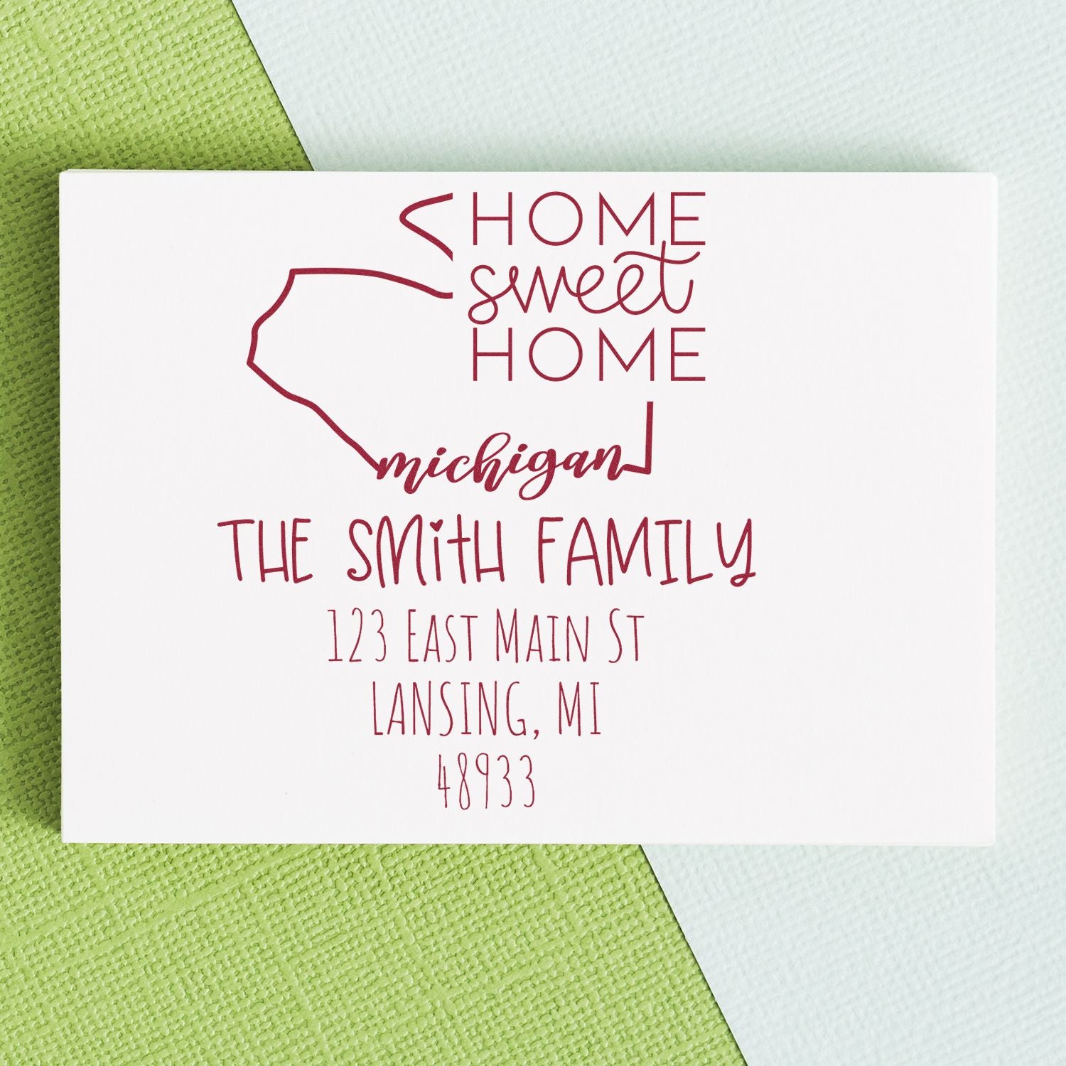 Slim Michigan Home Sweet Home Customized New Home Address Stamp