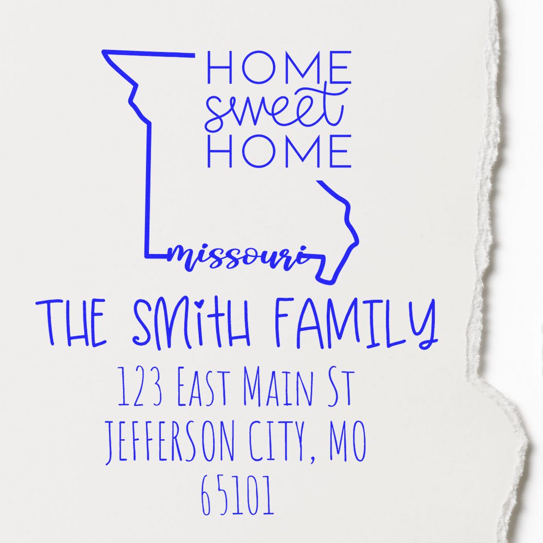 Wood Handle Missouri Home Sweet Home Custom Address Label Stamp