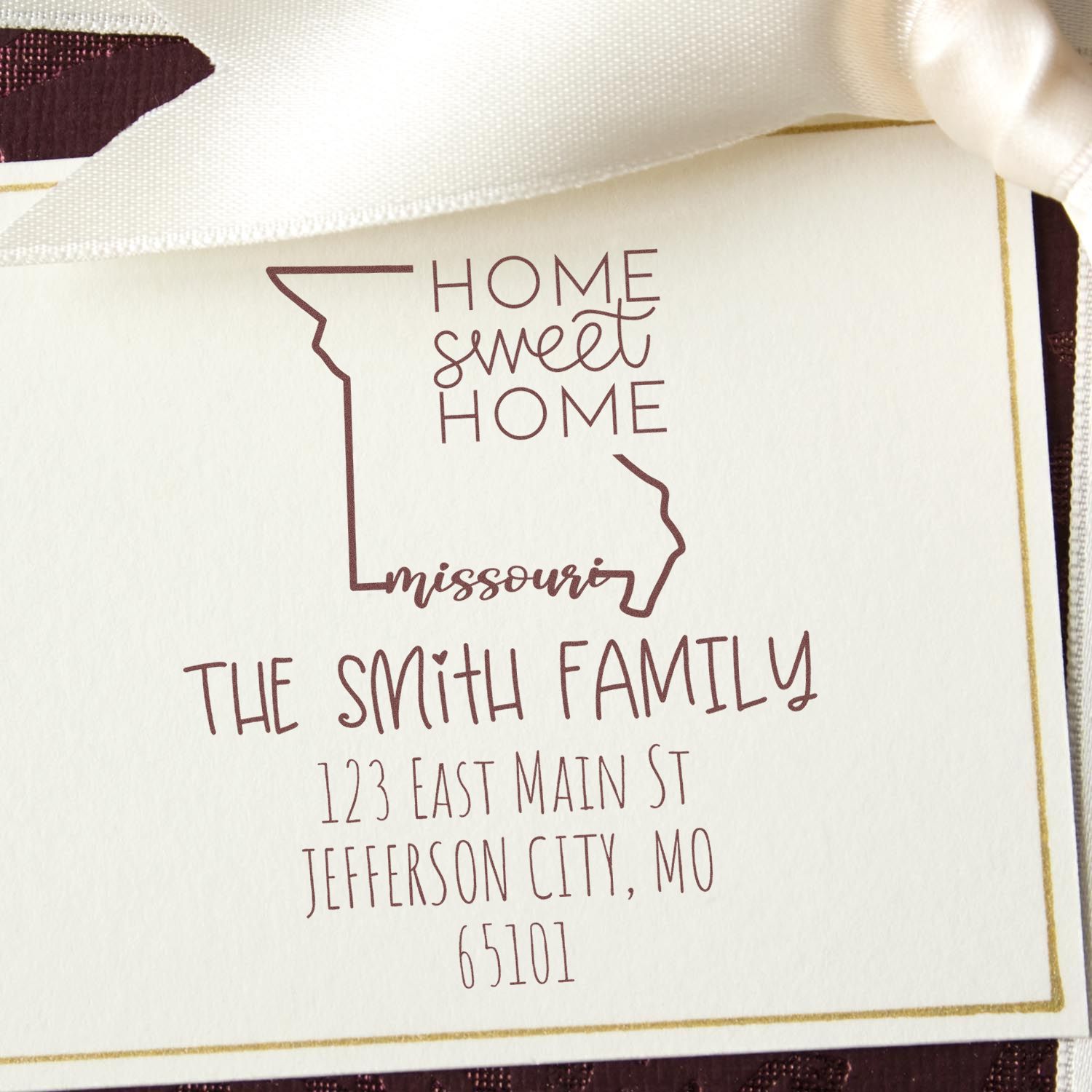 Wood Handle Missouri Home Sweet Home Custom Address Label Stamp