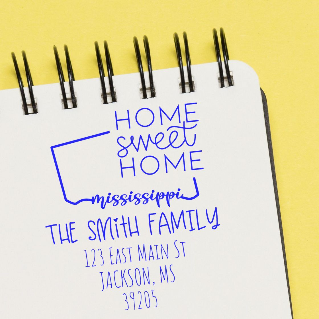 Slim Mississippi Home Sweet Home Customized New Home Address Pre-Inked Stamp