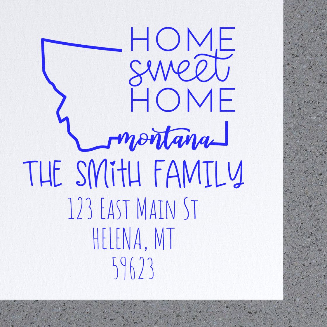 Wood Handle Montana Home Sweet Home Custom Address Label Stamper