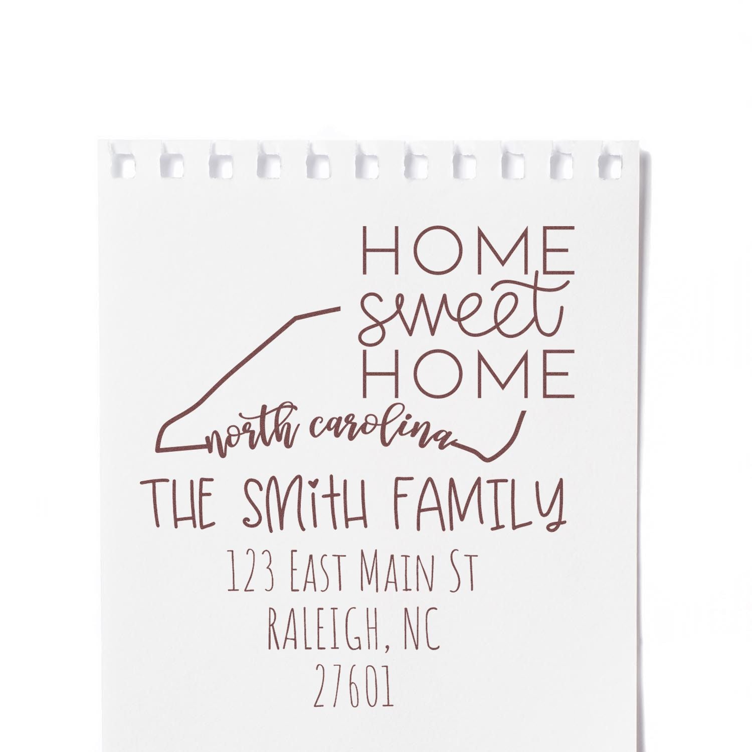 Wood Handle North Carolina Home Sweet Home Customized Return Address Rubber Stamp