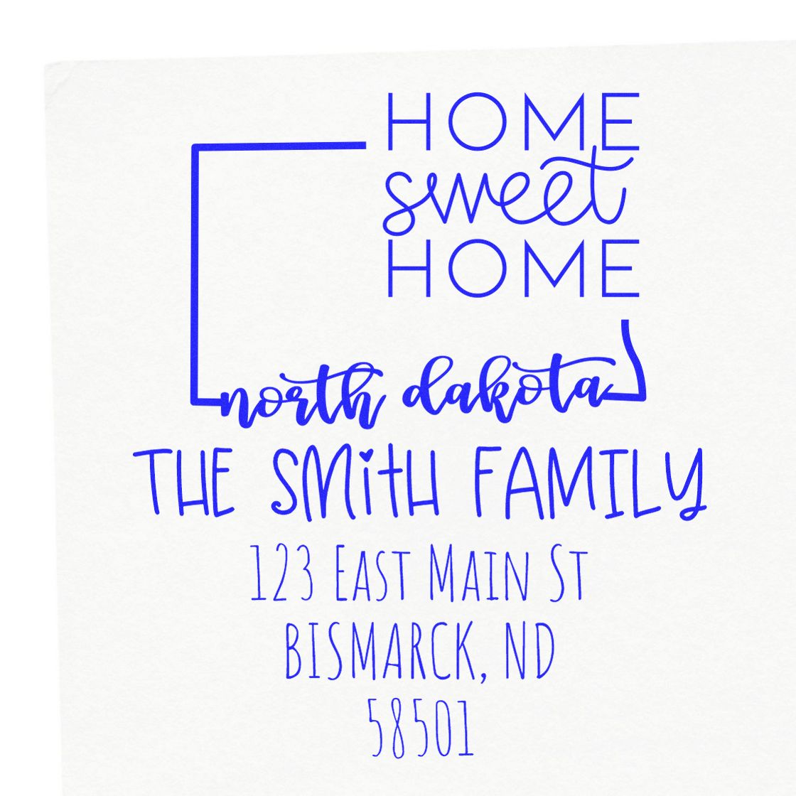 PSI Pre-Inked North Dakota Home Sweet Home Customized Address Return Stamper