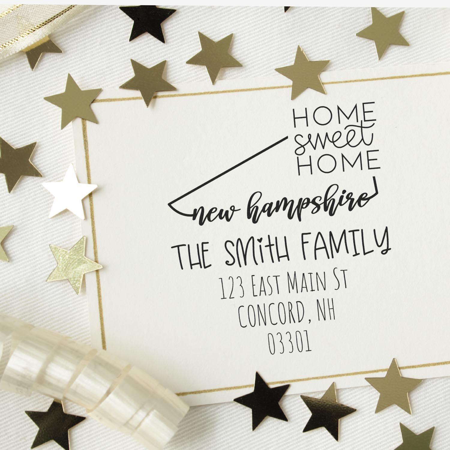 Slim New Hampshire Home Sweet Home Customized Mailing Address Stamper