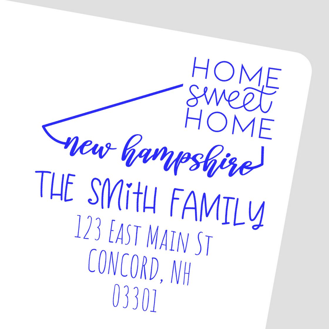 Slim New Hampshire Home Sweet Home Customized Mailing Address Stamper