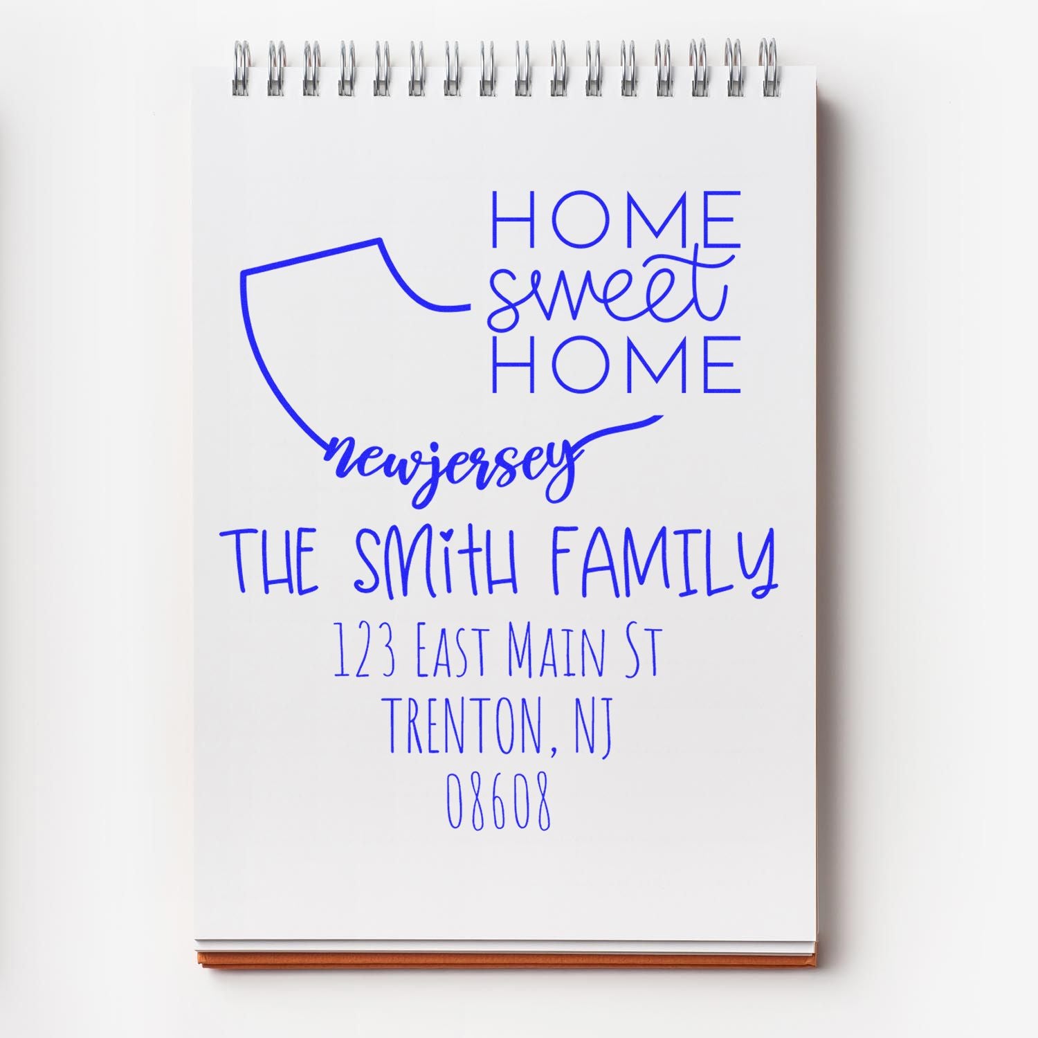 Slim New Jersey Home Sweet Home Customized Mailing Address Pre-Inked Stamp