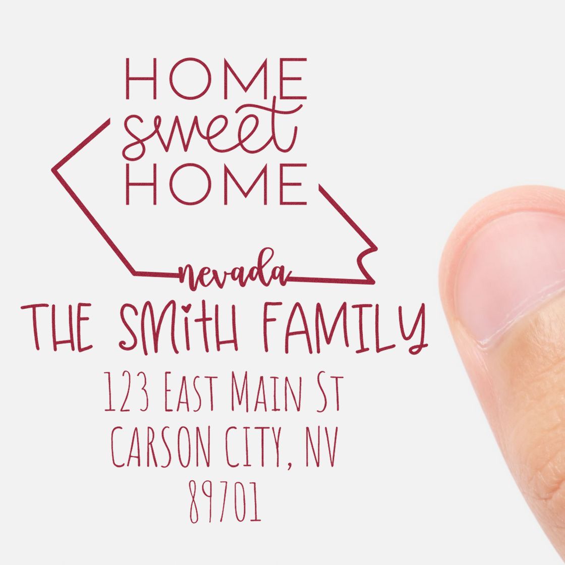 Wood Handle Nevada Home Sweet Home Customized Address Stamp