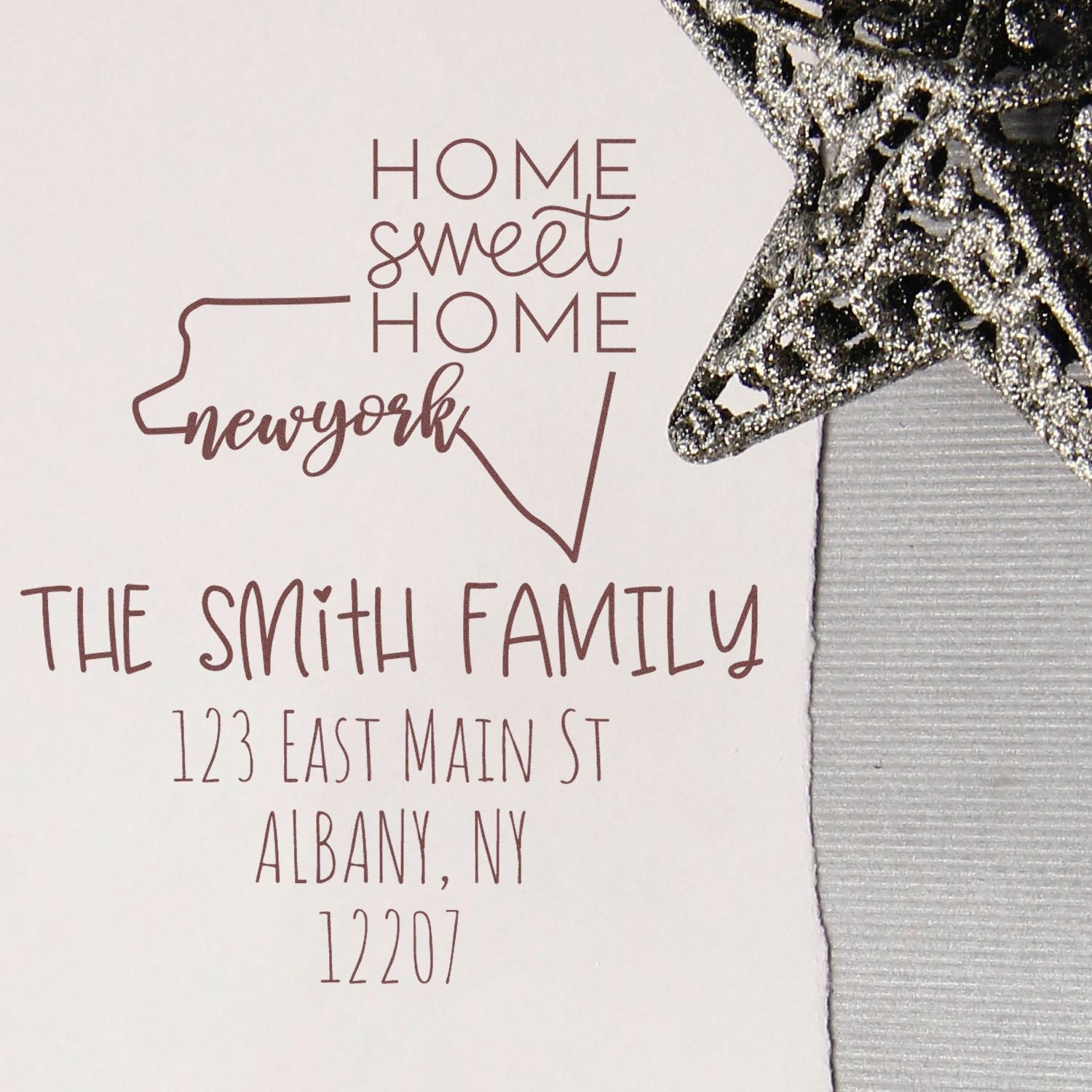 Slim New York Home Sweet Home Customized Mail Address Stamper