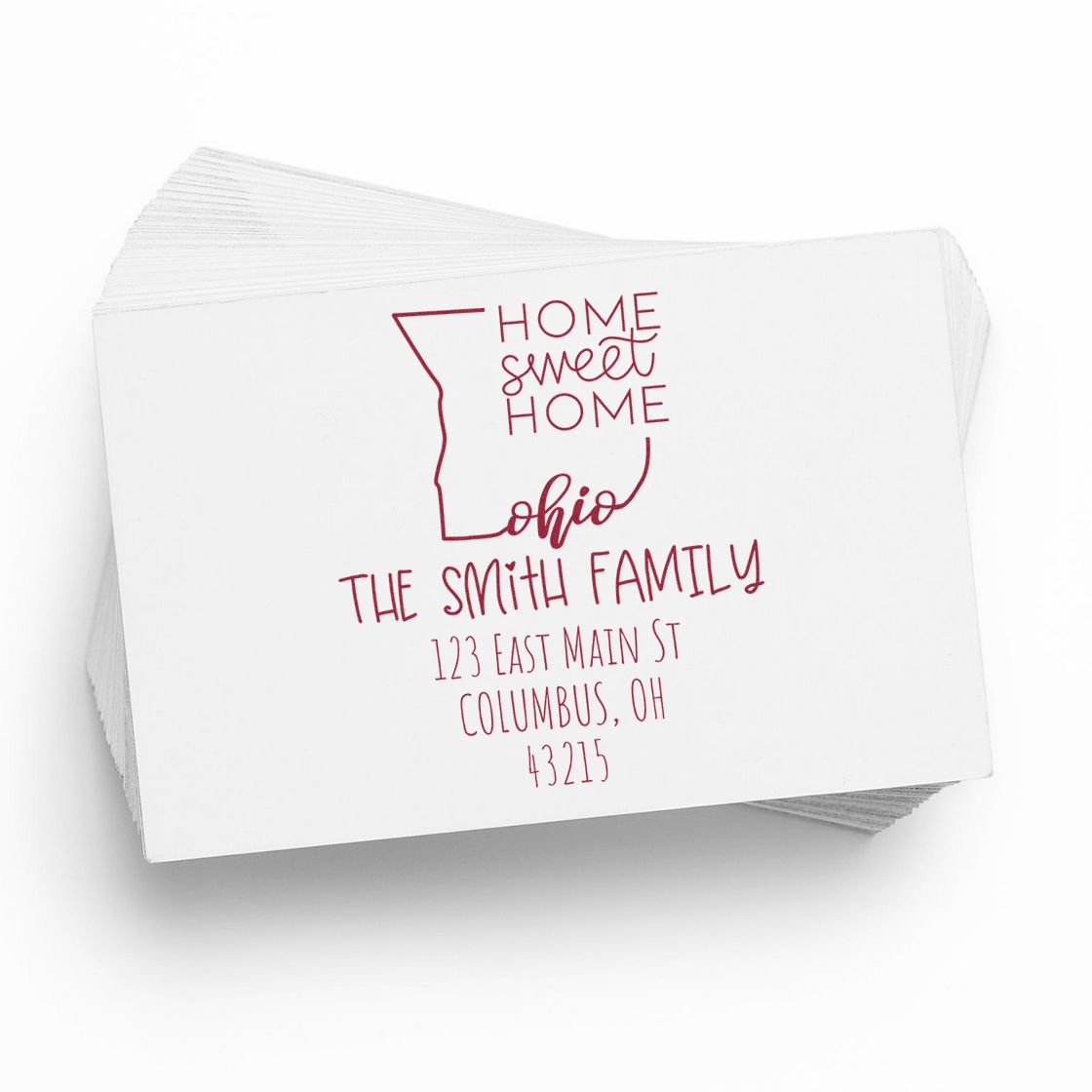 Wood Handle Ohio Home Sweet Home Customized Name and Address Stamper