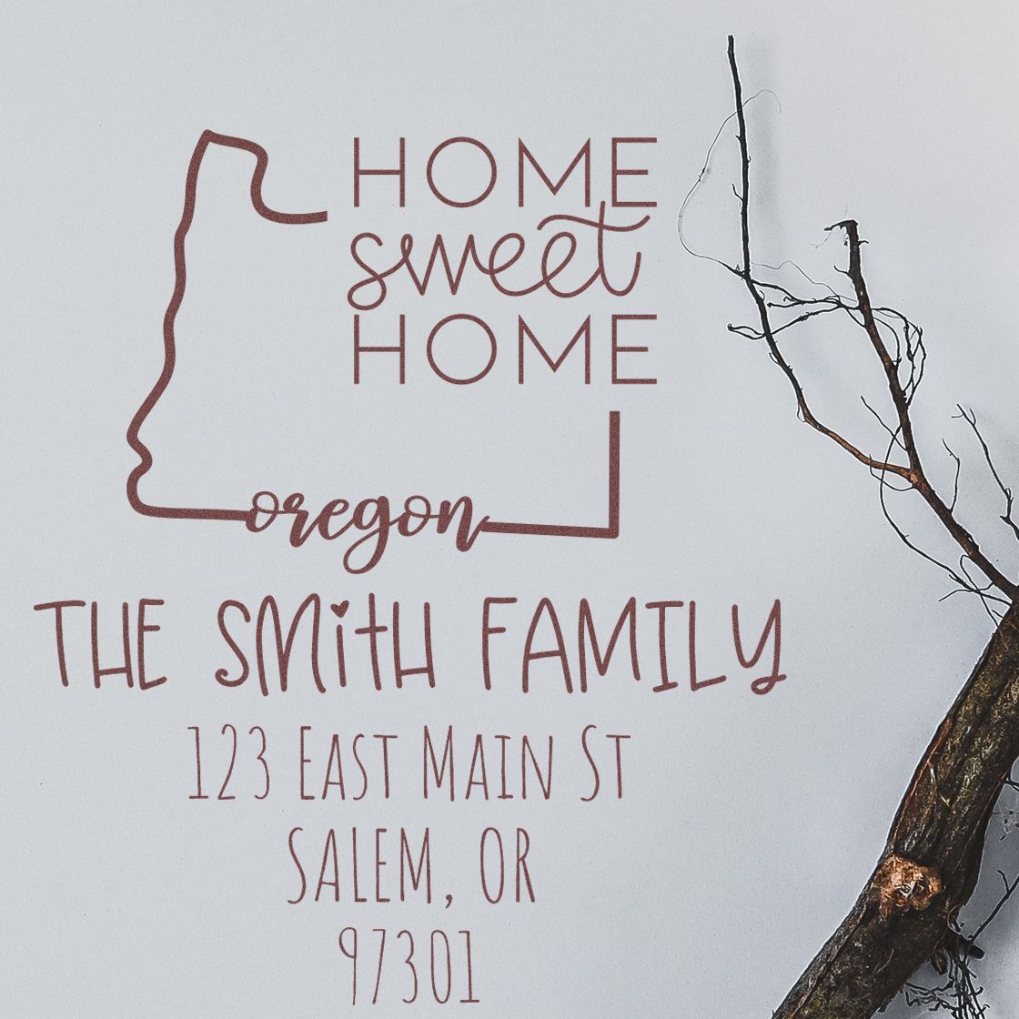 Wood Handle Oregon Home Sweet Home Customized Mailing Stamp