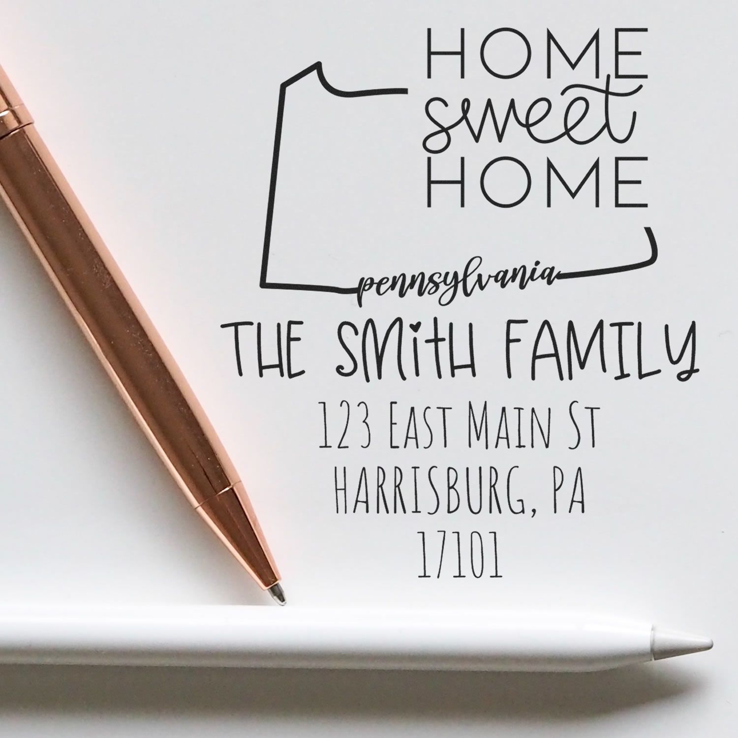 Wood Handle Pennsylvania Home Sweet Home Customized Mailing Stamper