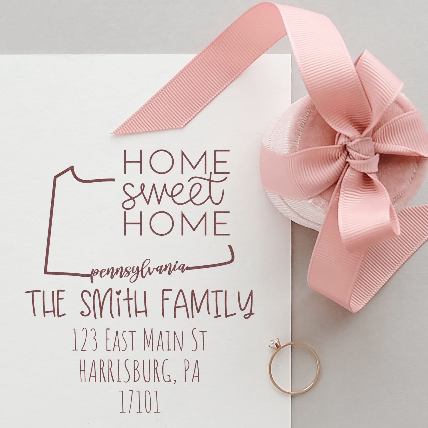 Wood Handle Pennsylvania Home Sweet Home Customized Mailing Stamper