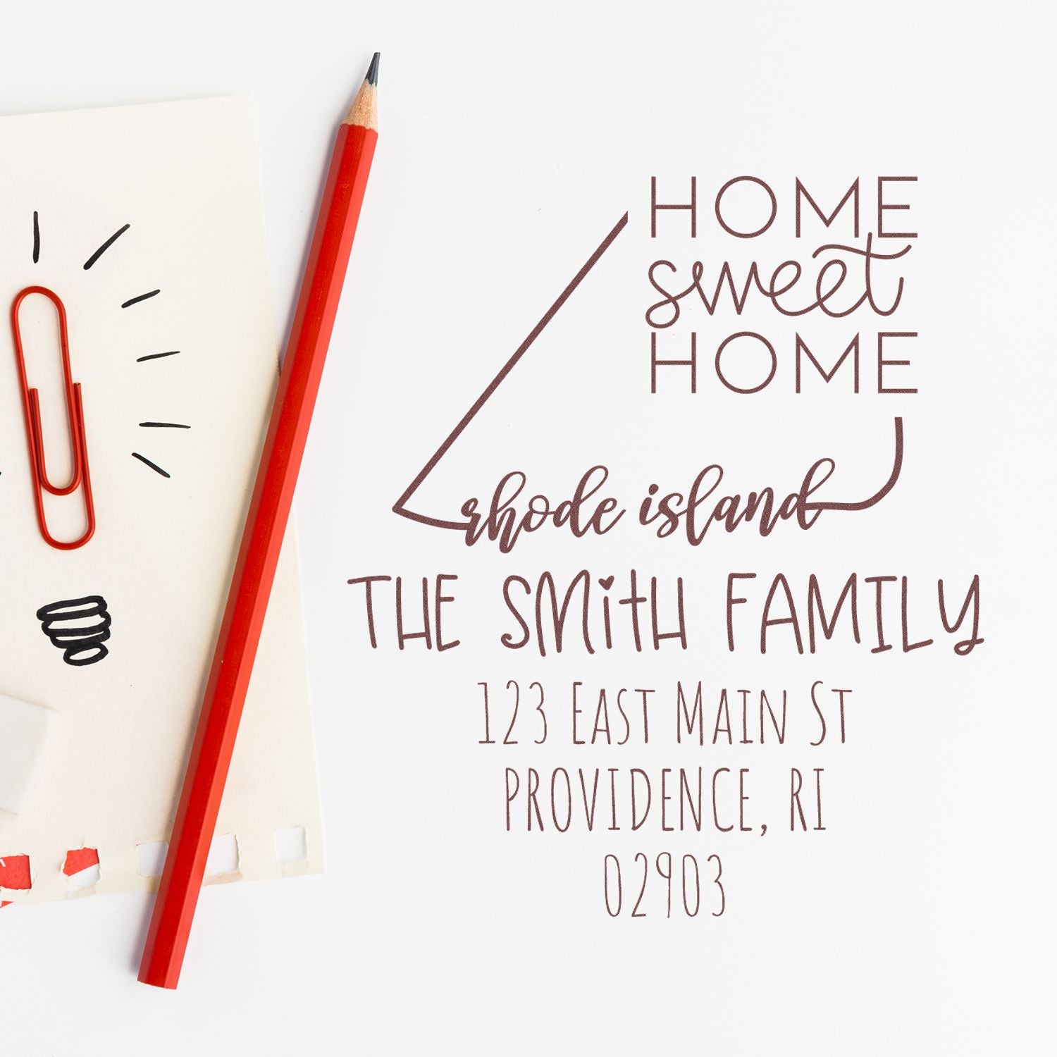 Wood Handle Rhode Island Home Sweet Home Customized Mailing Rubber Stamp