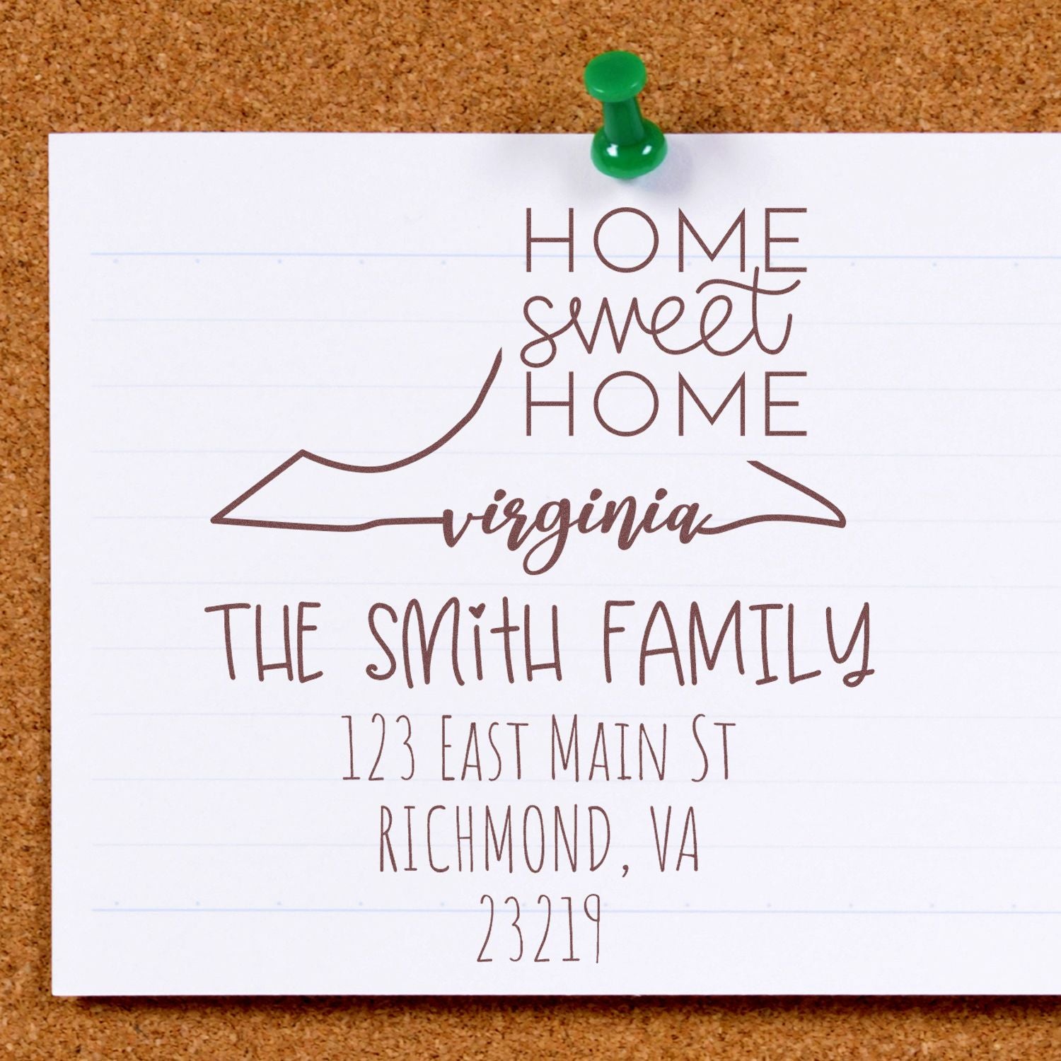 Slim Virginia Home Sweet Home Customizable Return Address Stamp