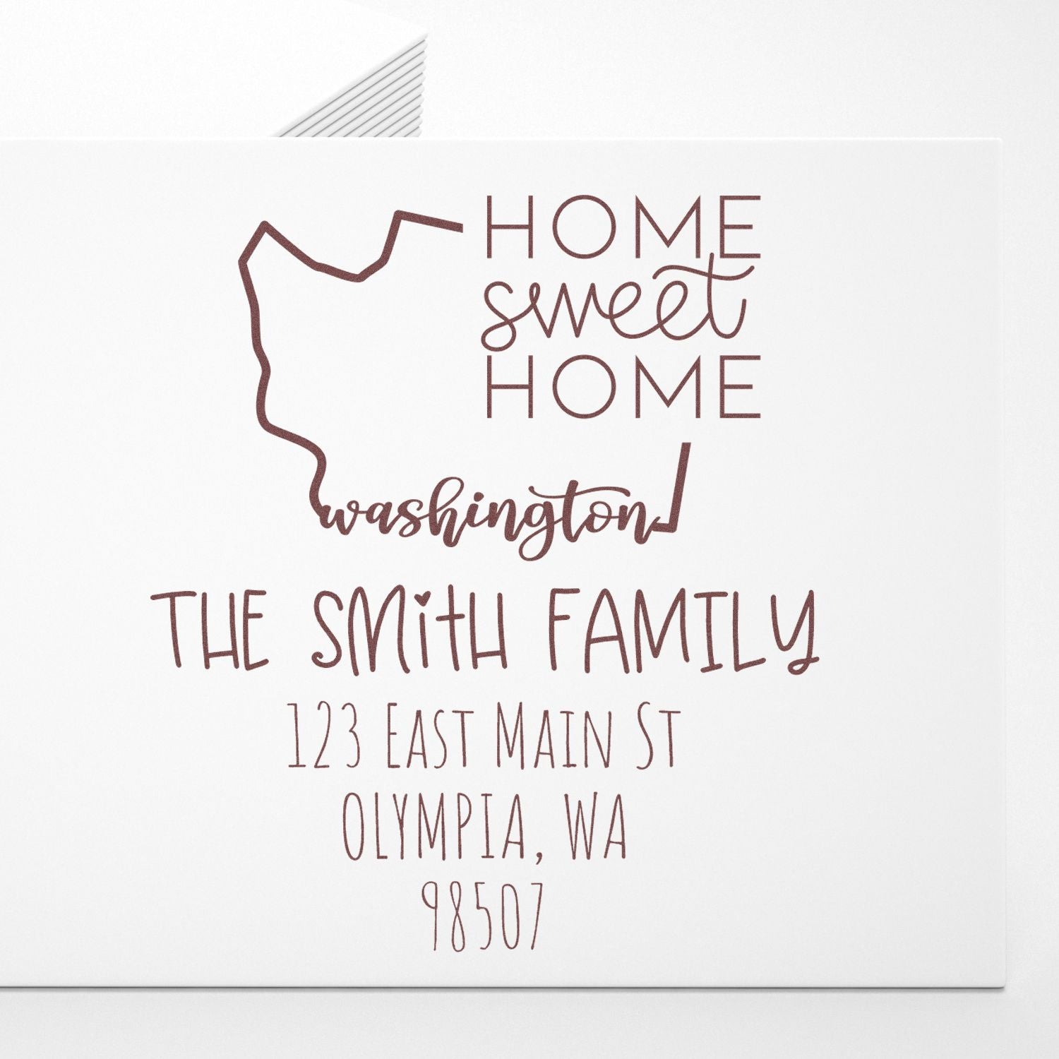 Slim Washington Home Sweet Home Customizable Return Address Stamper