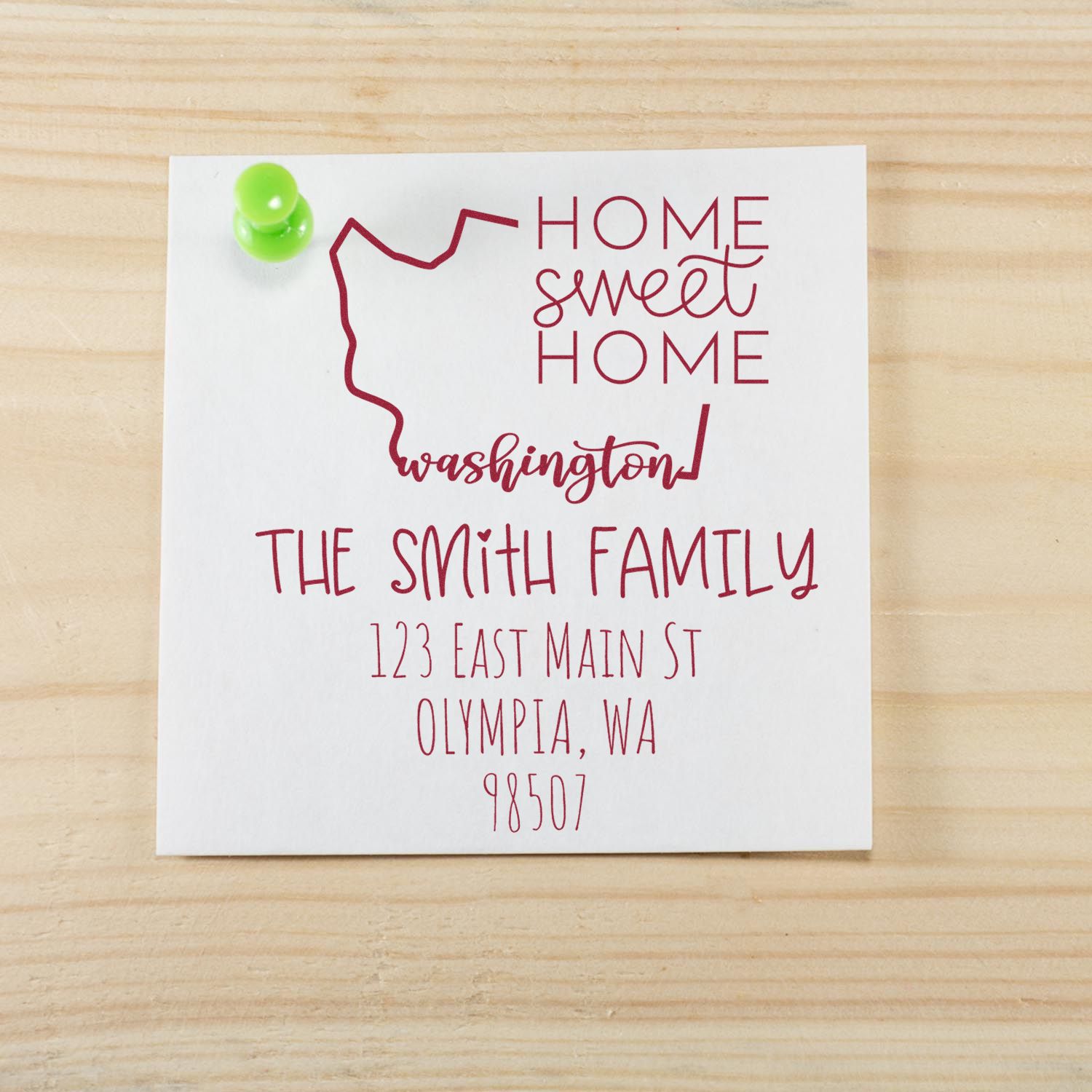 Wood Handle Washington Home Sweet Home Customized New Home Address Stamper