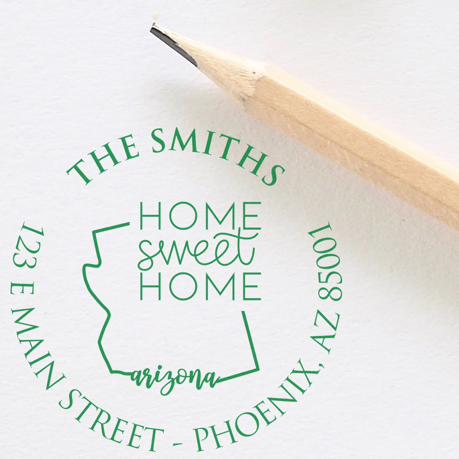 Wooden Handle Round Arkansas State Home Sweet Home Address Return Rubber Stamp