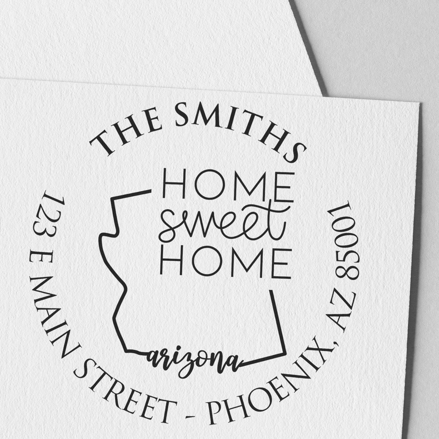 Slim Arizona State Home Sweet Home Custom-Made Mail Address Pre-Inked Stamp