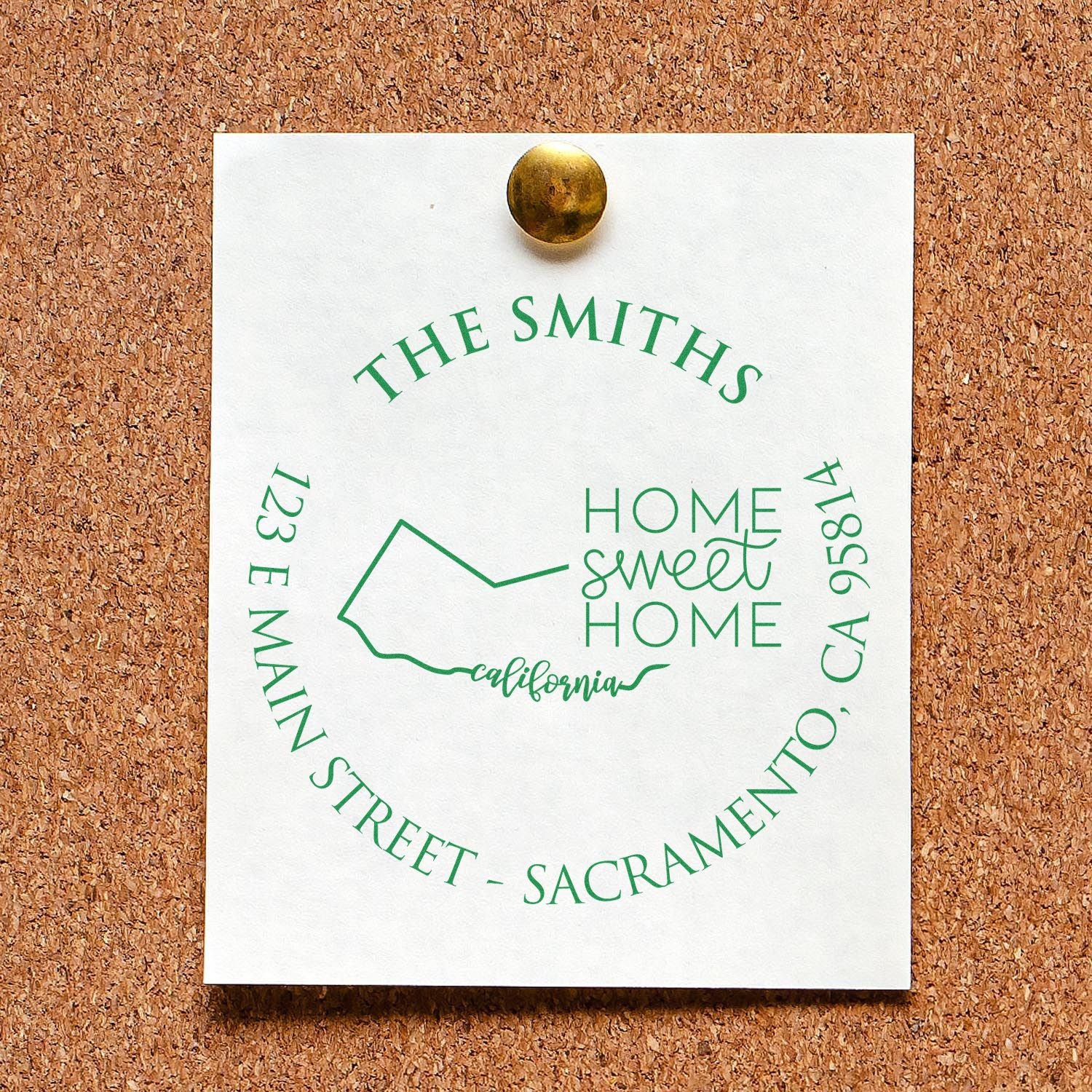 Self-Inking Round California State Home Sweet Home Personalized Mail Address Rubber Stamp