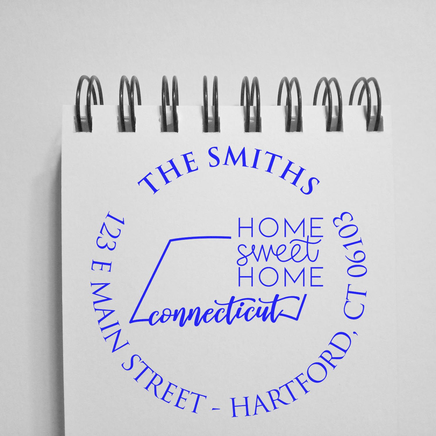 Self-Inking Round Connecticut State Home Sweet Home Personalized Mail Address Stamper