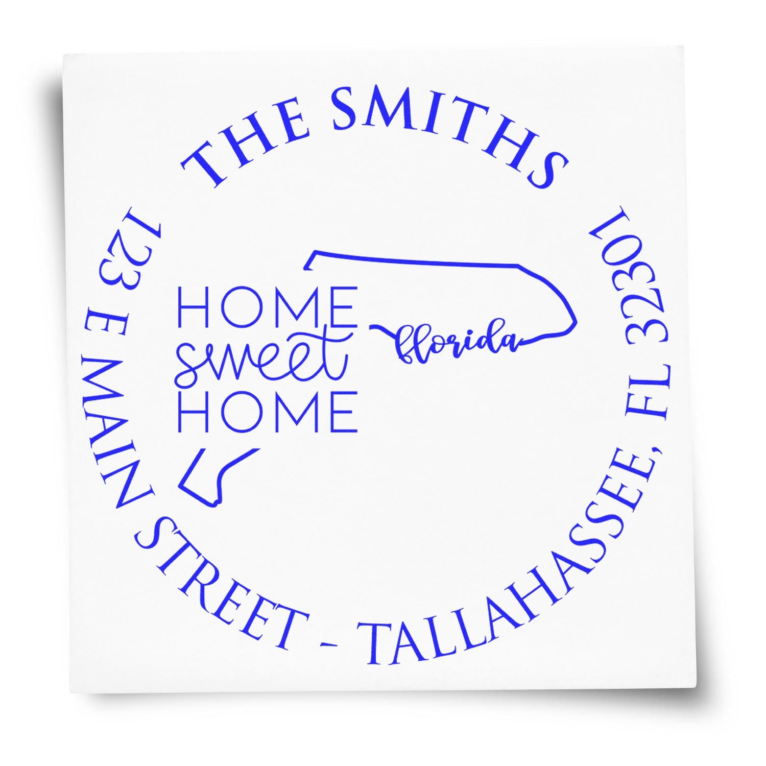 Wooden Handle Round Florida State Home Sweet Home Address Rubber Stamp