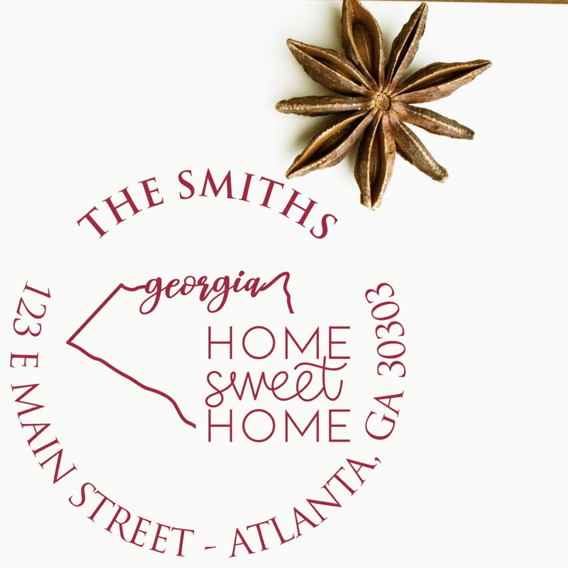 Round PSI Georgia State Home Sweet Home Mailing Stamp