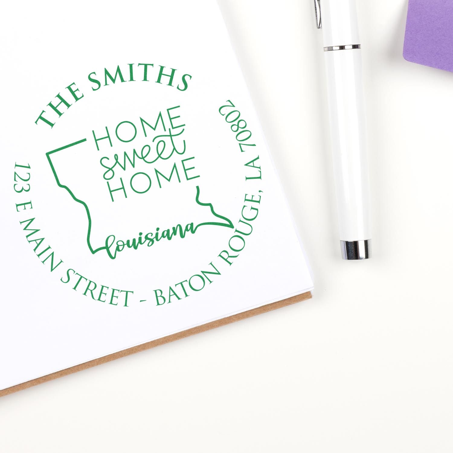 Self-Inking Round Kentucky State Home Sweet Home Personalized Name and Address Rubber Stamp