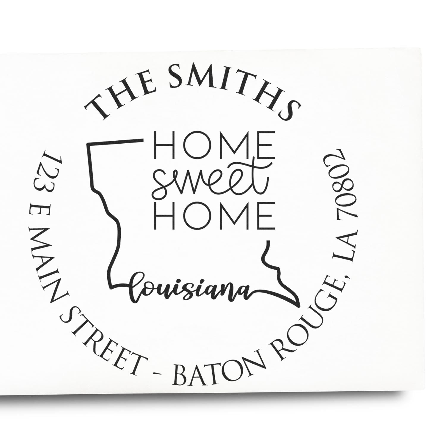 Self-Inking Round Louisiana State Home Sweet Home Personalized Name and Address Stamp