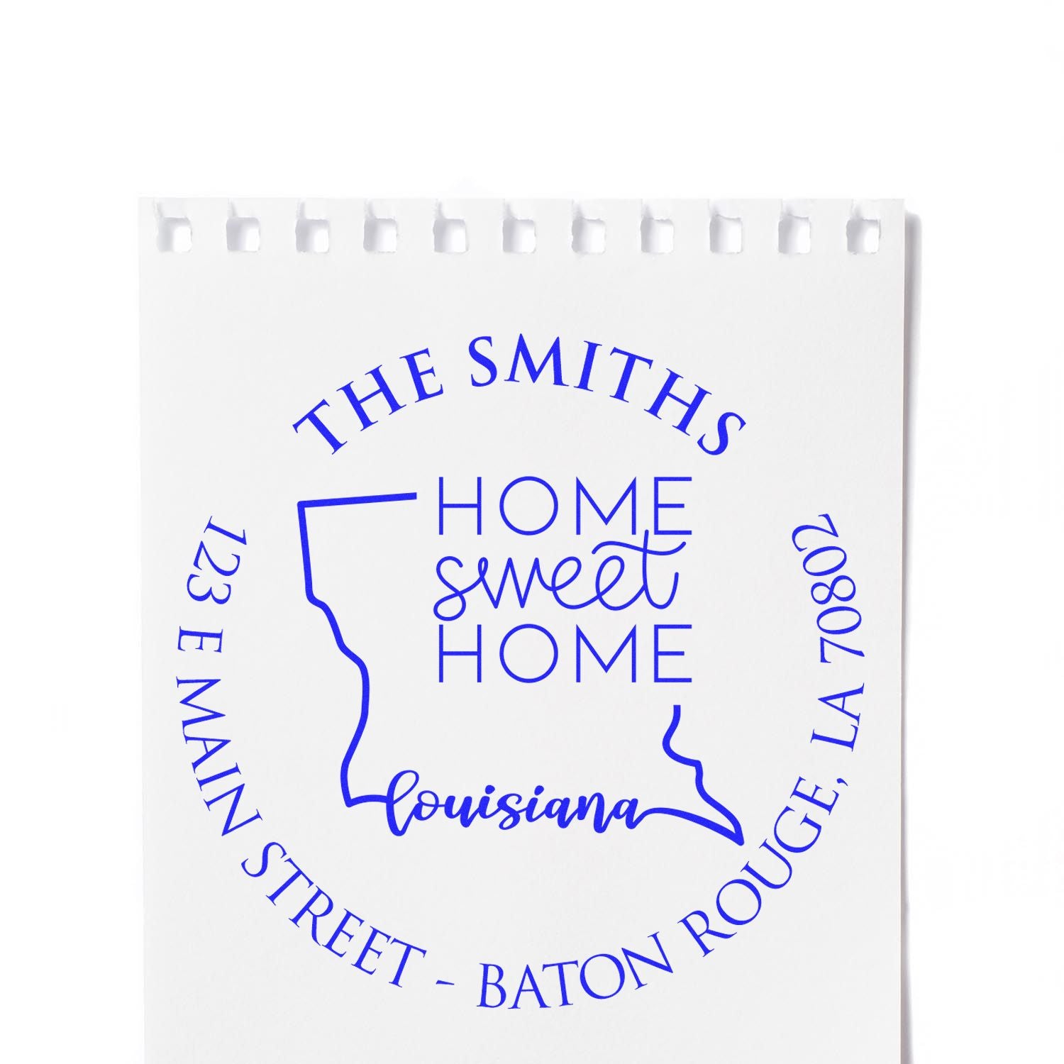 Self-Inking Round Louisiana State Home Sweet Home Personalized Name and Address Stamp