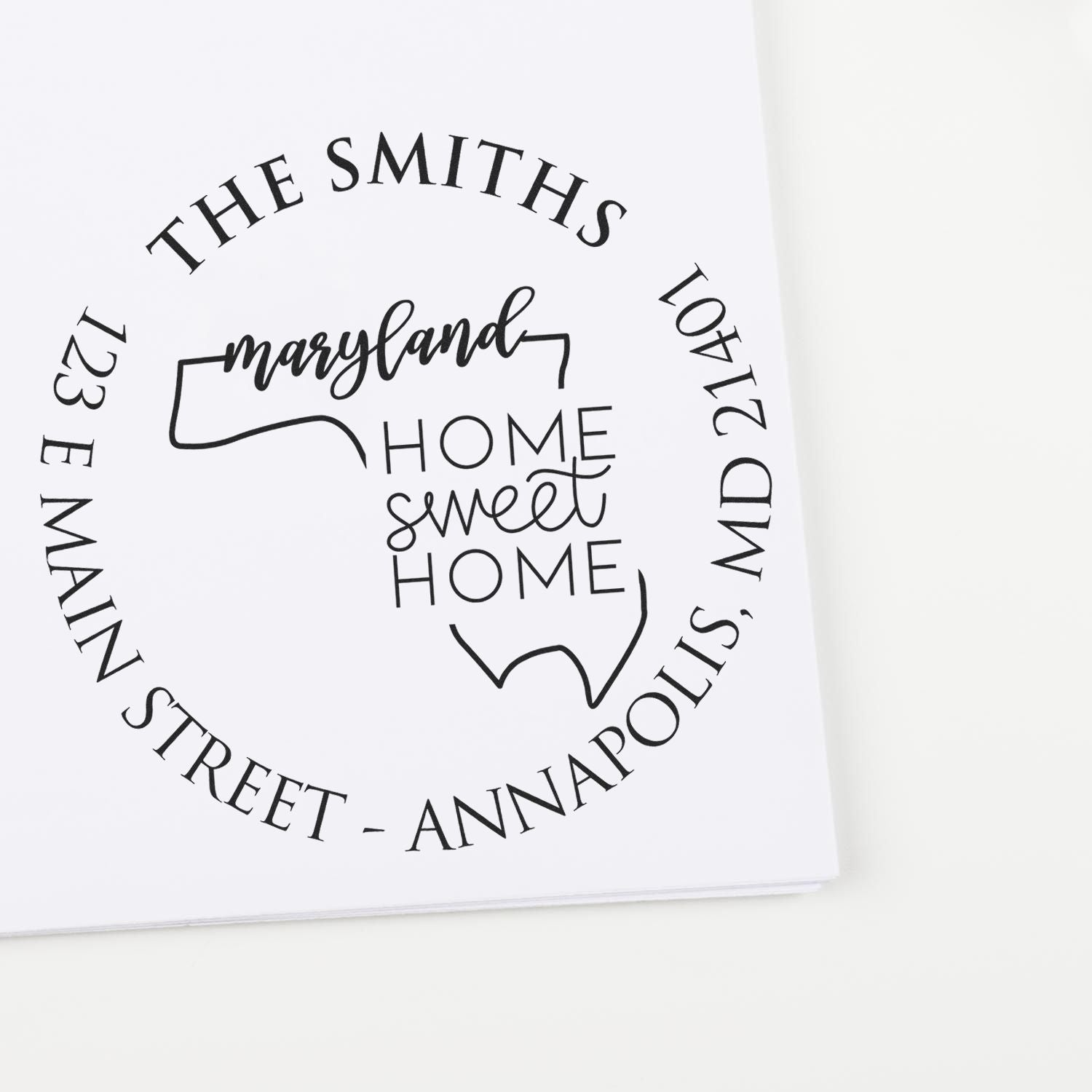 Slim Maryland State Home Sweet Home Custom-Made New Home Address Stamp