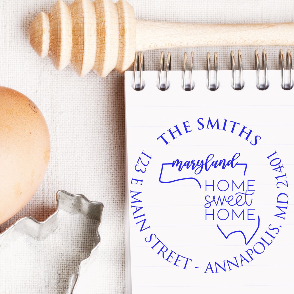 Wooden Handle Round Maryland State Home Sweet Home Custom Home Address For Envelopes Stamp