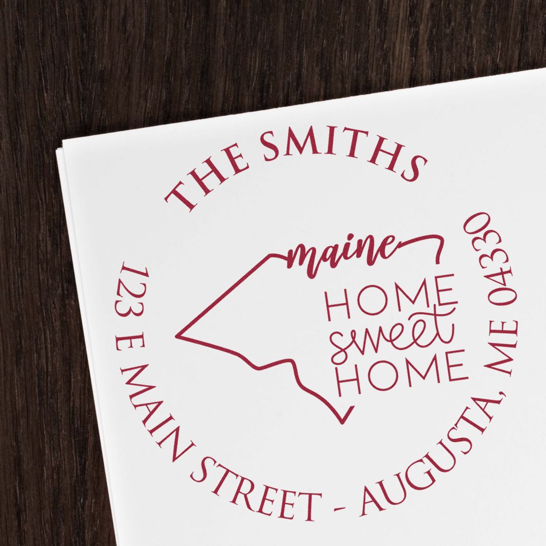 Wooden Handle Round Maine State Home Sweet Home Custom Home Address For Envelopes Rubber Stamp