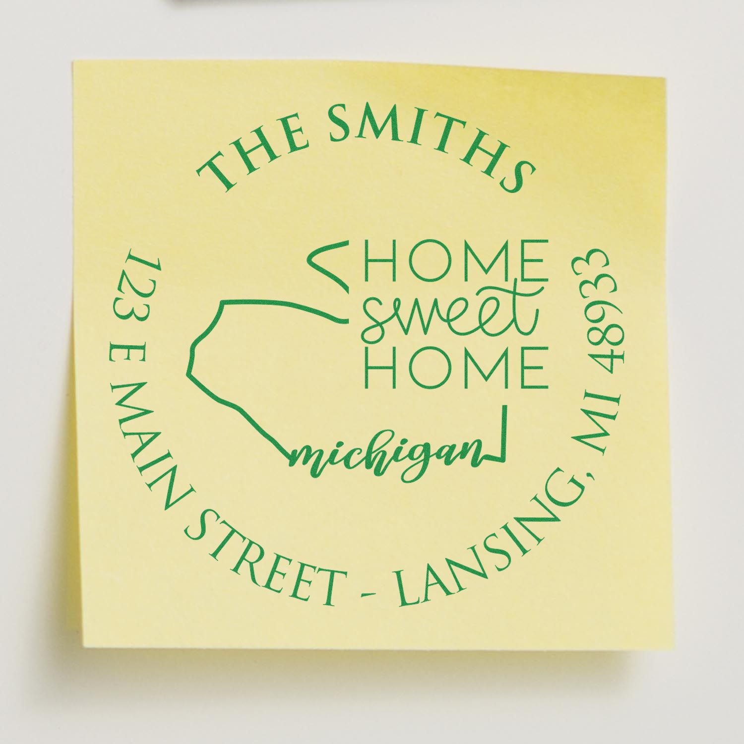 Wooden Handle Round Michigan State Home Sweet Home Custom Home Address Rubber Stamp