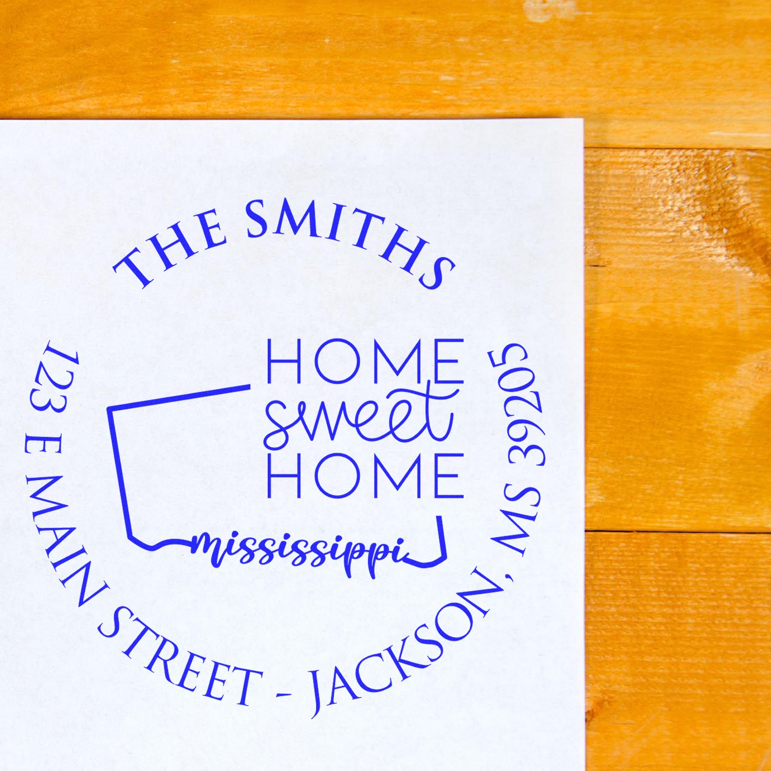 Wooden Handle Round Mississippi State Home Sweet Home Custom Home Address Rubber Stamp